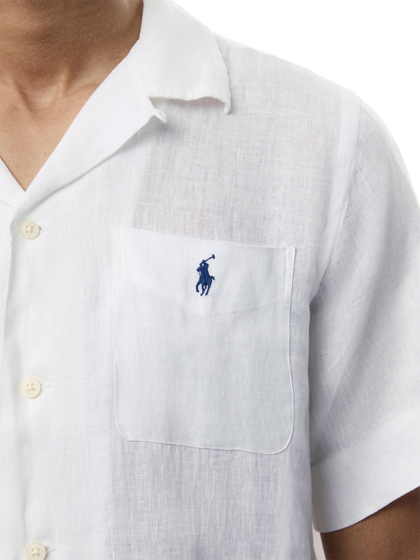 Linen Open Collar Short Sleeve Shirt - Image 3