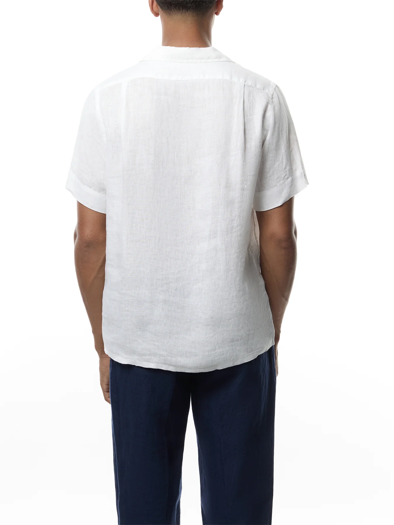 Linen Open Collar Short Sleeve Shirt - Image 5