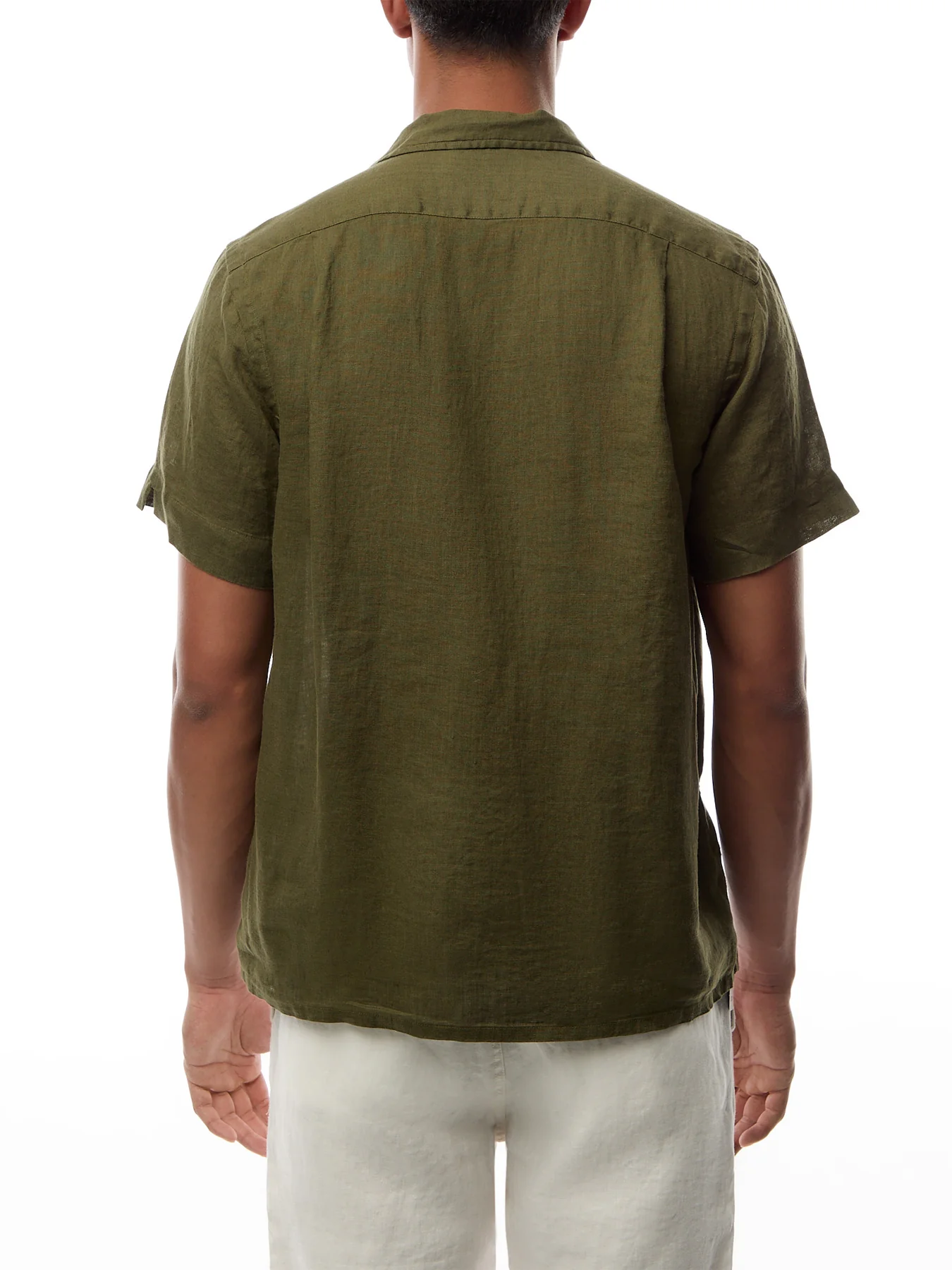 Linen Open Collar Short Sleeve Shirt - Image 5