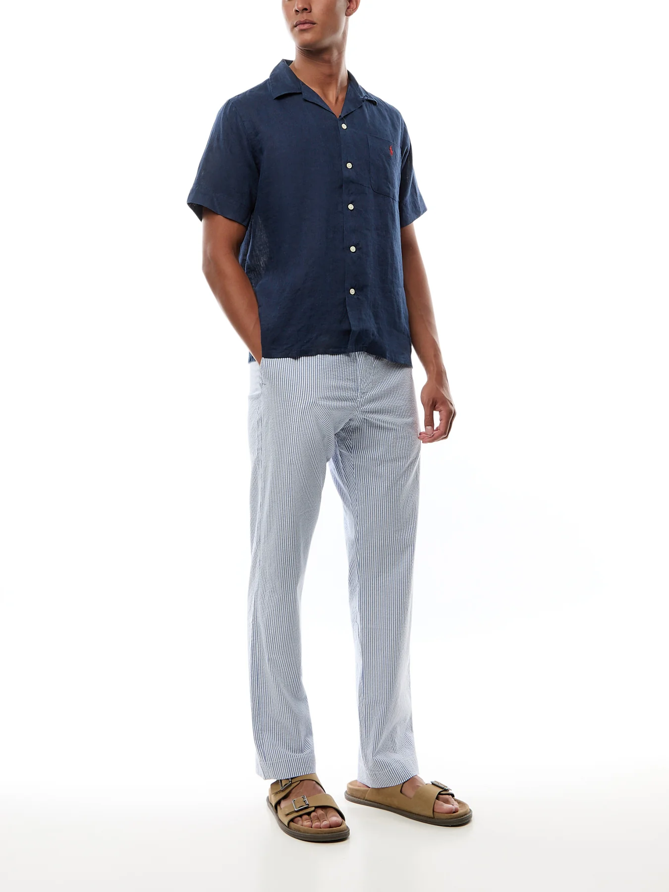 Linen Open Collar Short Sleeve Shirt - Image 2