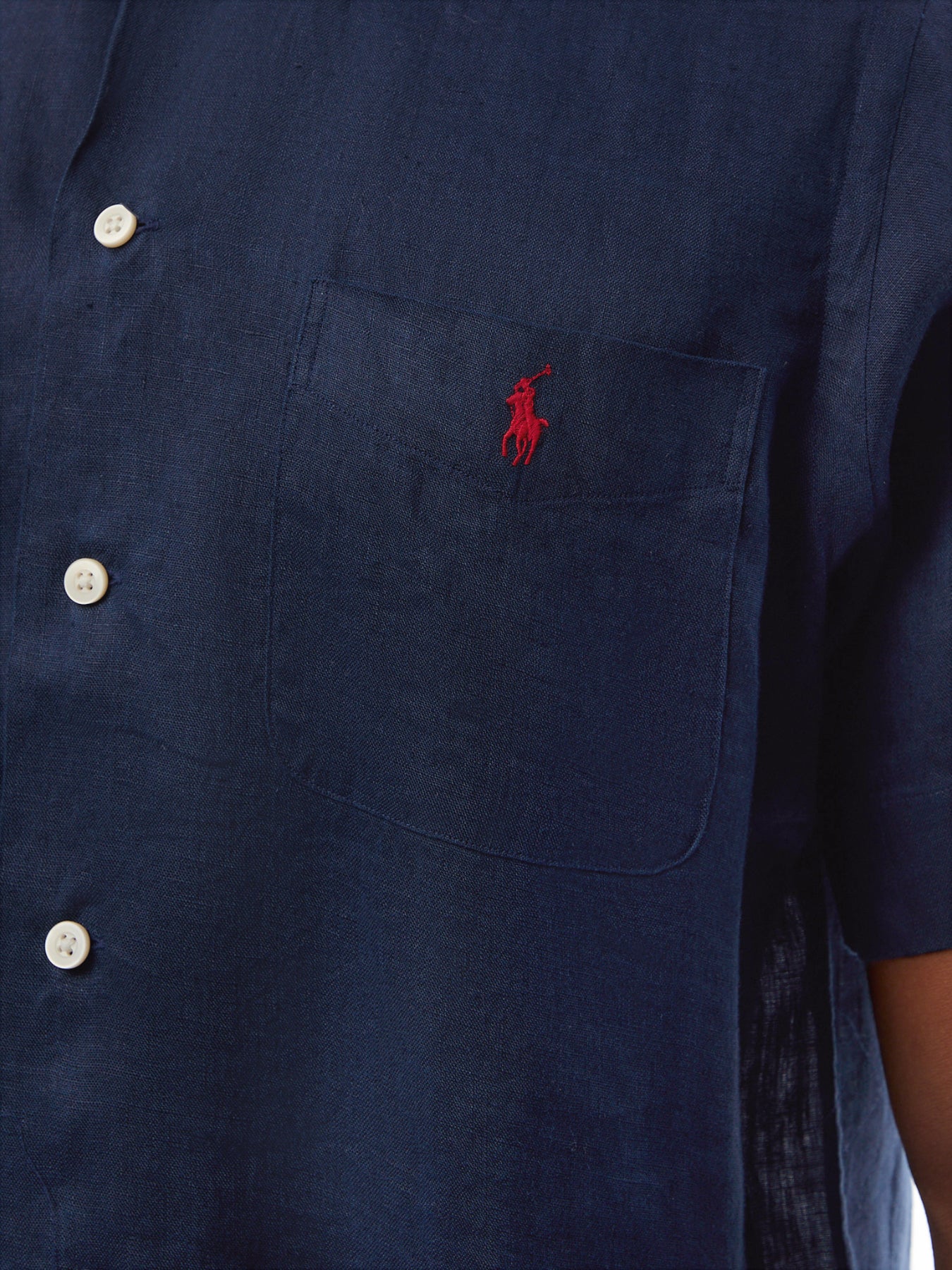 Linen Open Collar Short Sleeve Shirt - Image 3