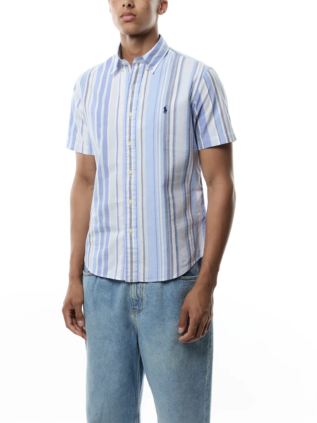 Multi Stripe Short Sleeve Oxford Shirt - Image 4
