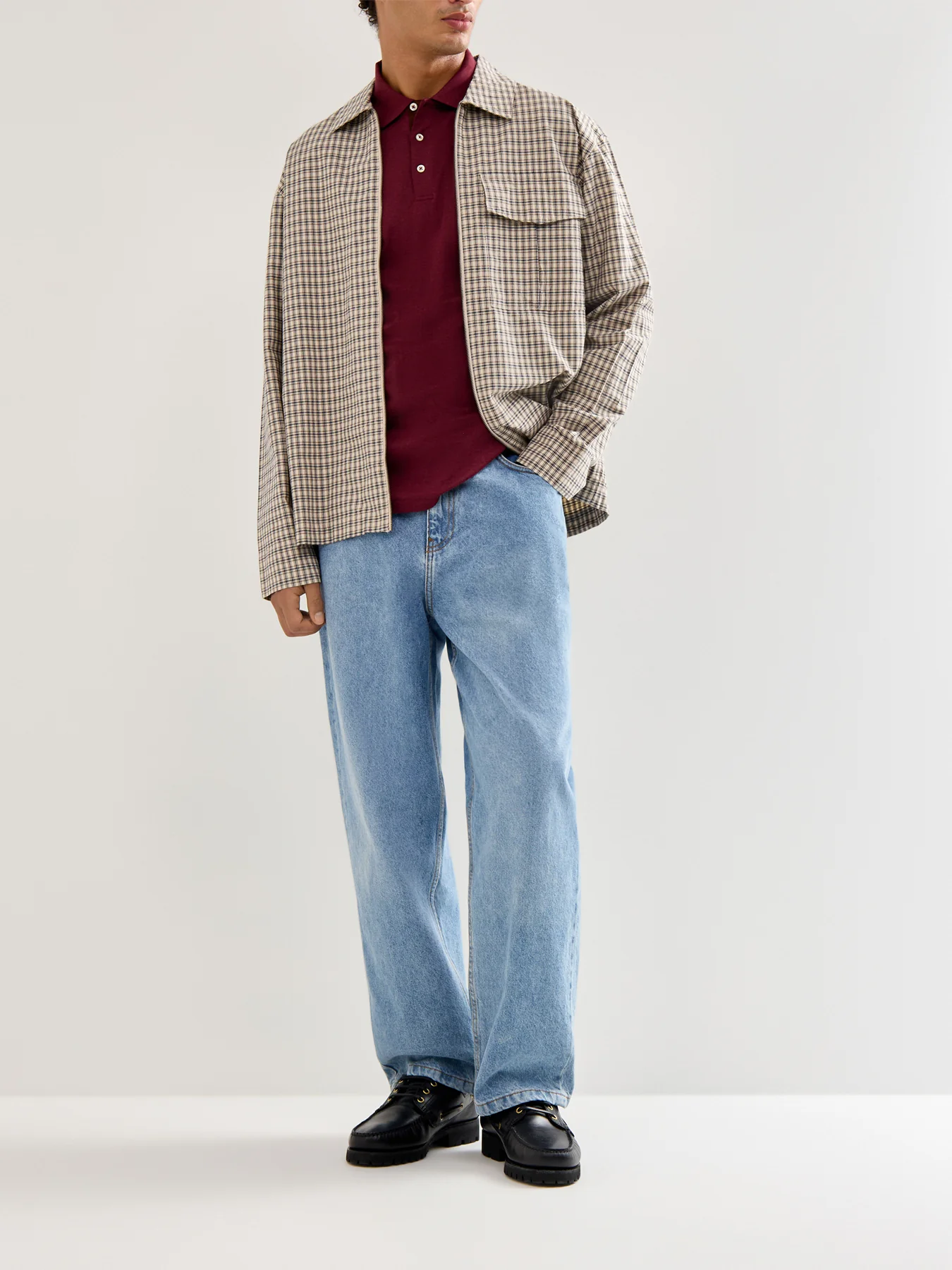 Pima Cotton Long Sleeves Polo Top Wine - Image 2