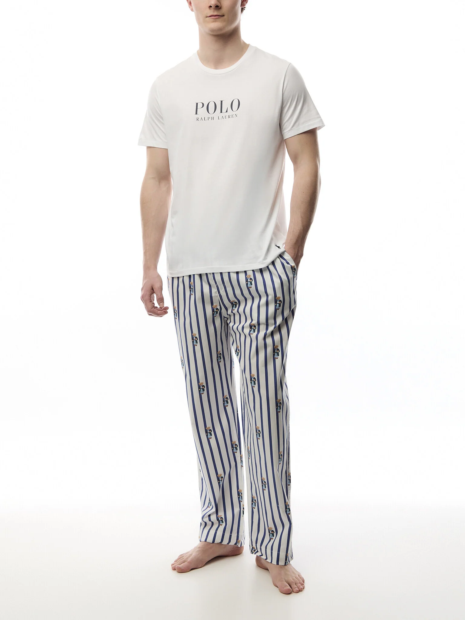 Polo Bear Striped Cotton Pyjama Trouser - Image 2