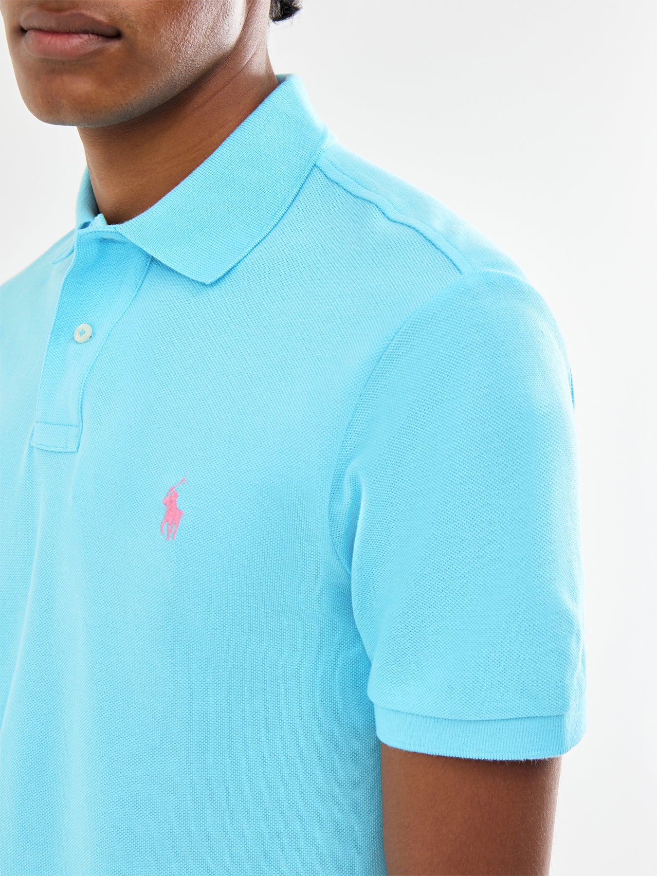 Slim Fit Polo Top French Turquoise - Image 3