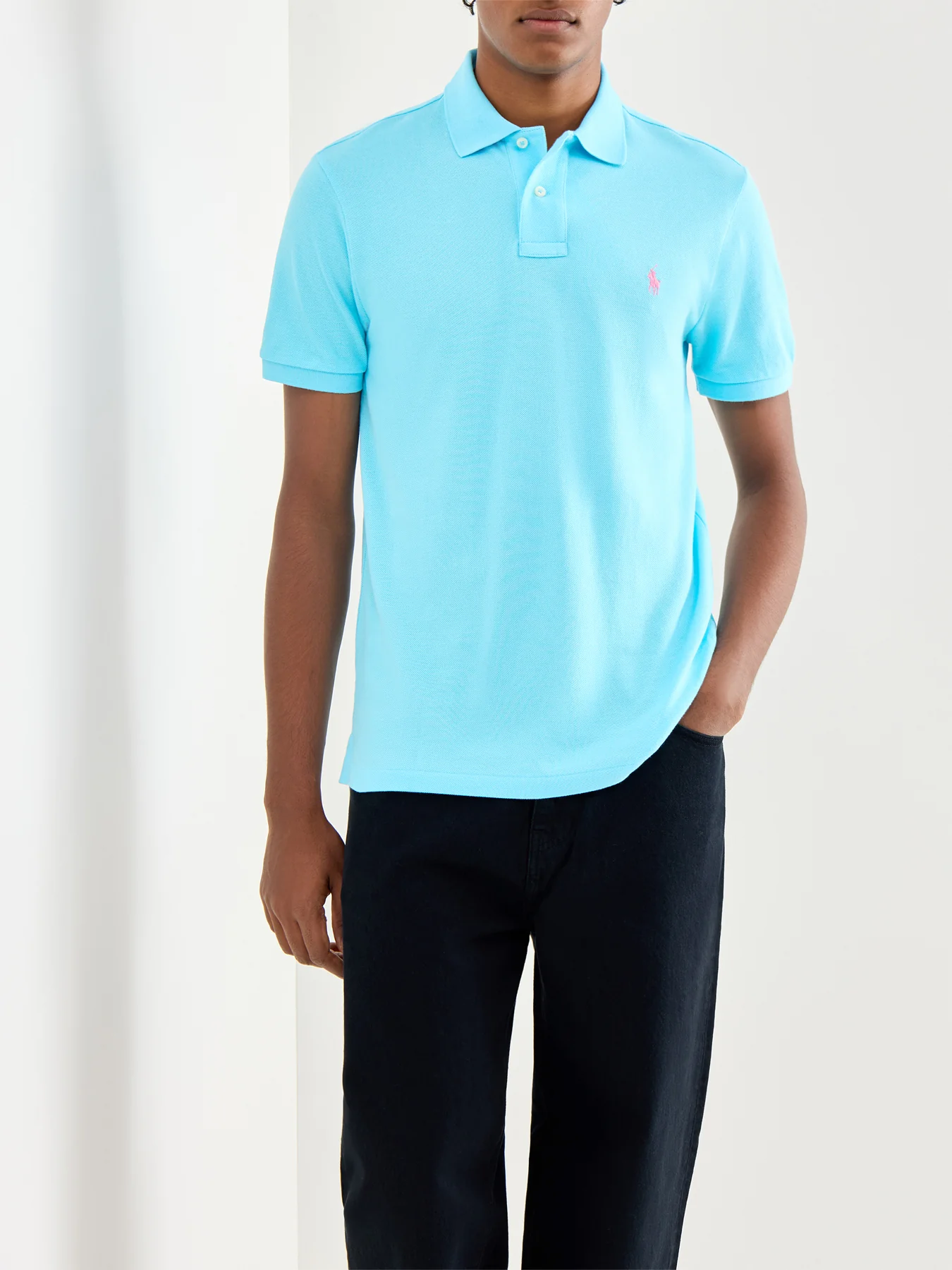 Slim Fit Polo Top French Turquoise - Image 4