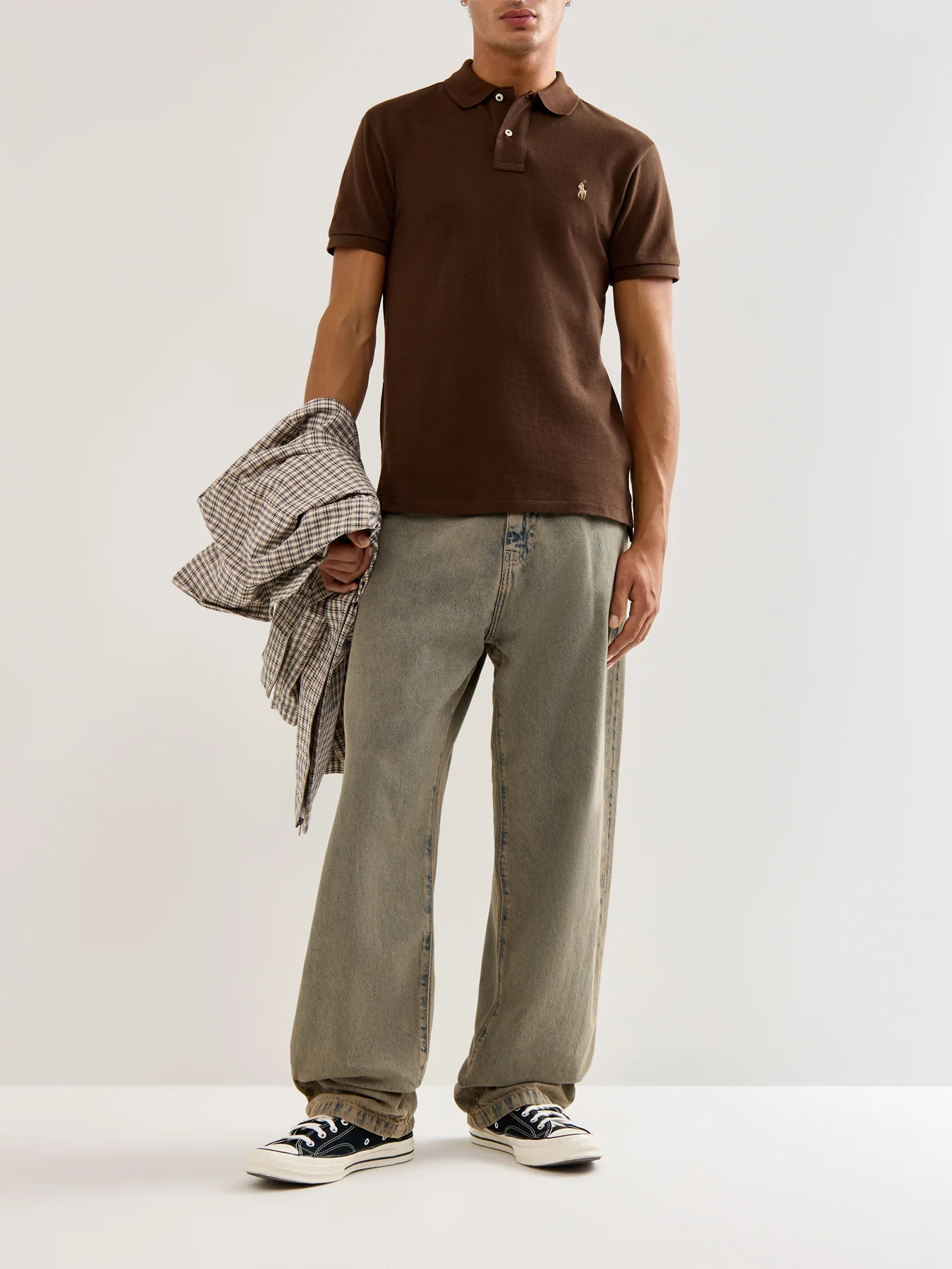 Slim Fit Cotton Polo Top Brown - Image 2