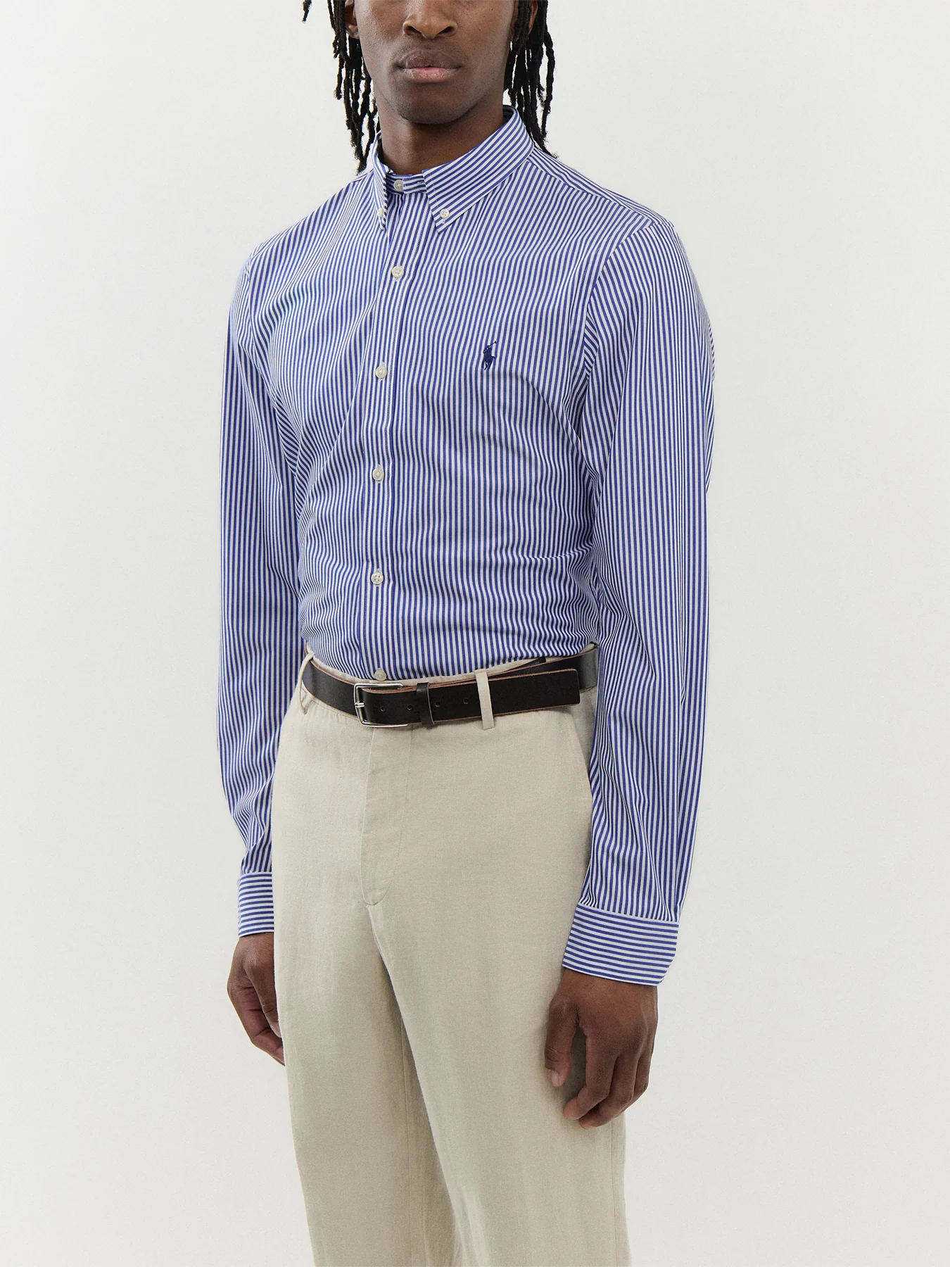 Slim Fit Stretch Poplin Stripe Shirt - Image 4