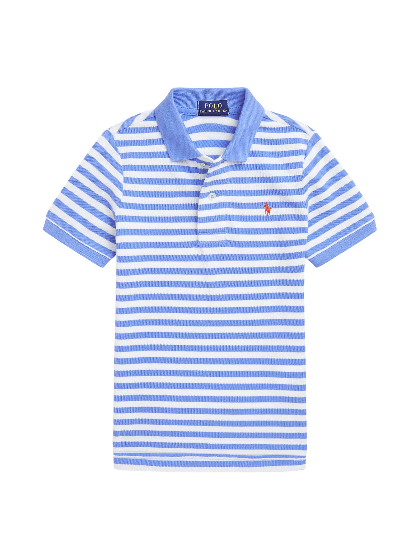 Striped Cotton Mesh Polo Shirt
