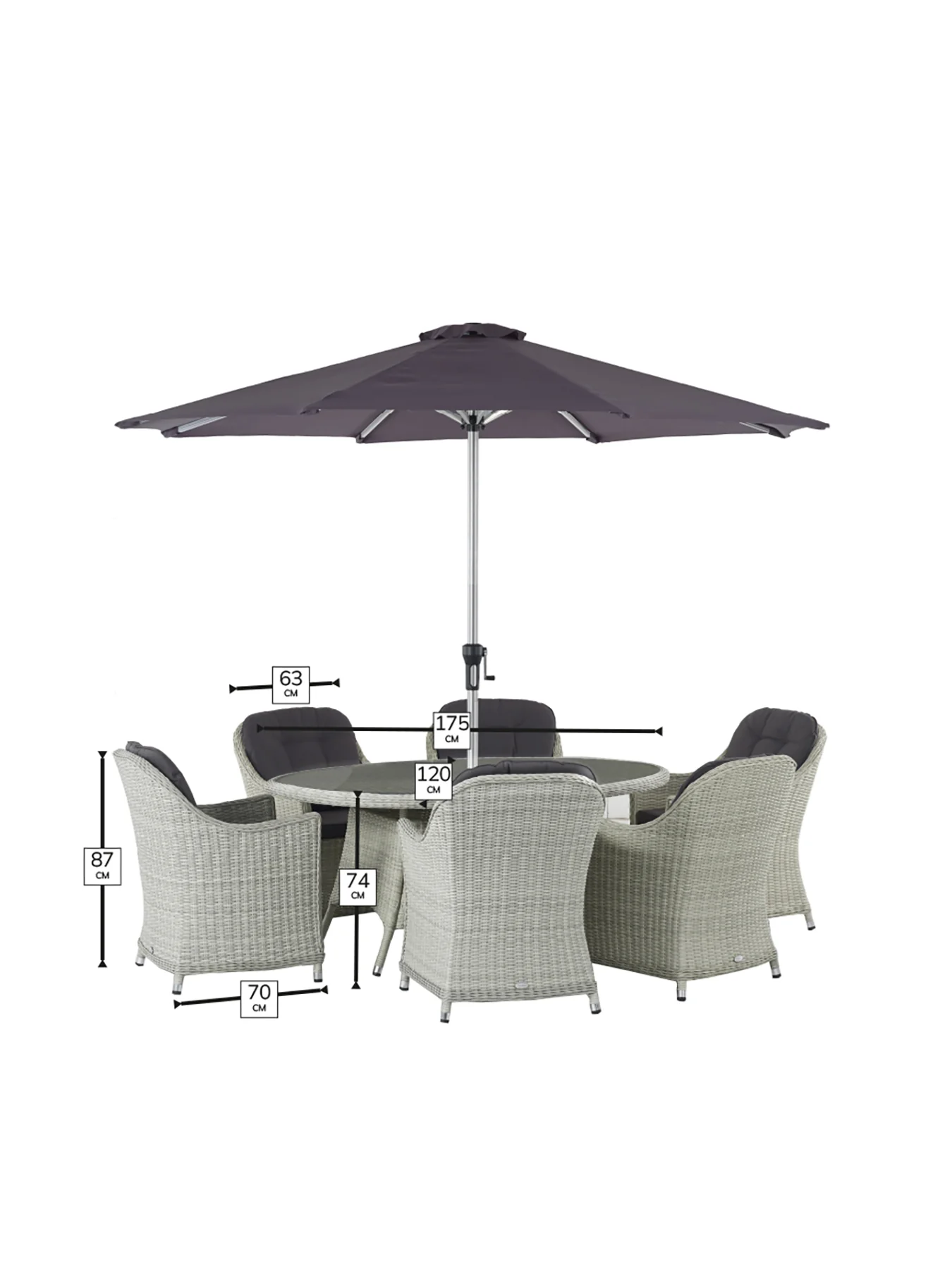 Monterey Rattan Garden Dining Set Grey - Image 3