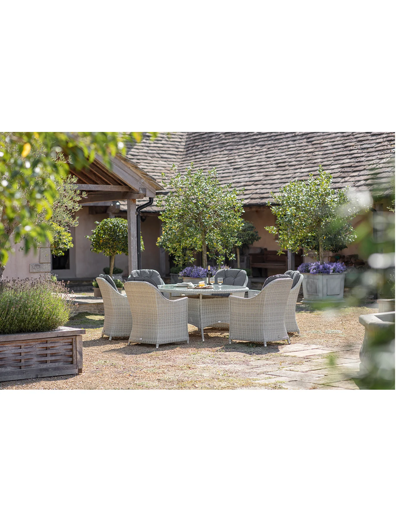 Monterey Rattan Garden Dining Set Grey - Image 4