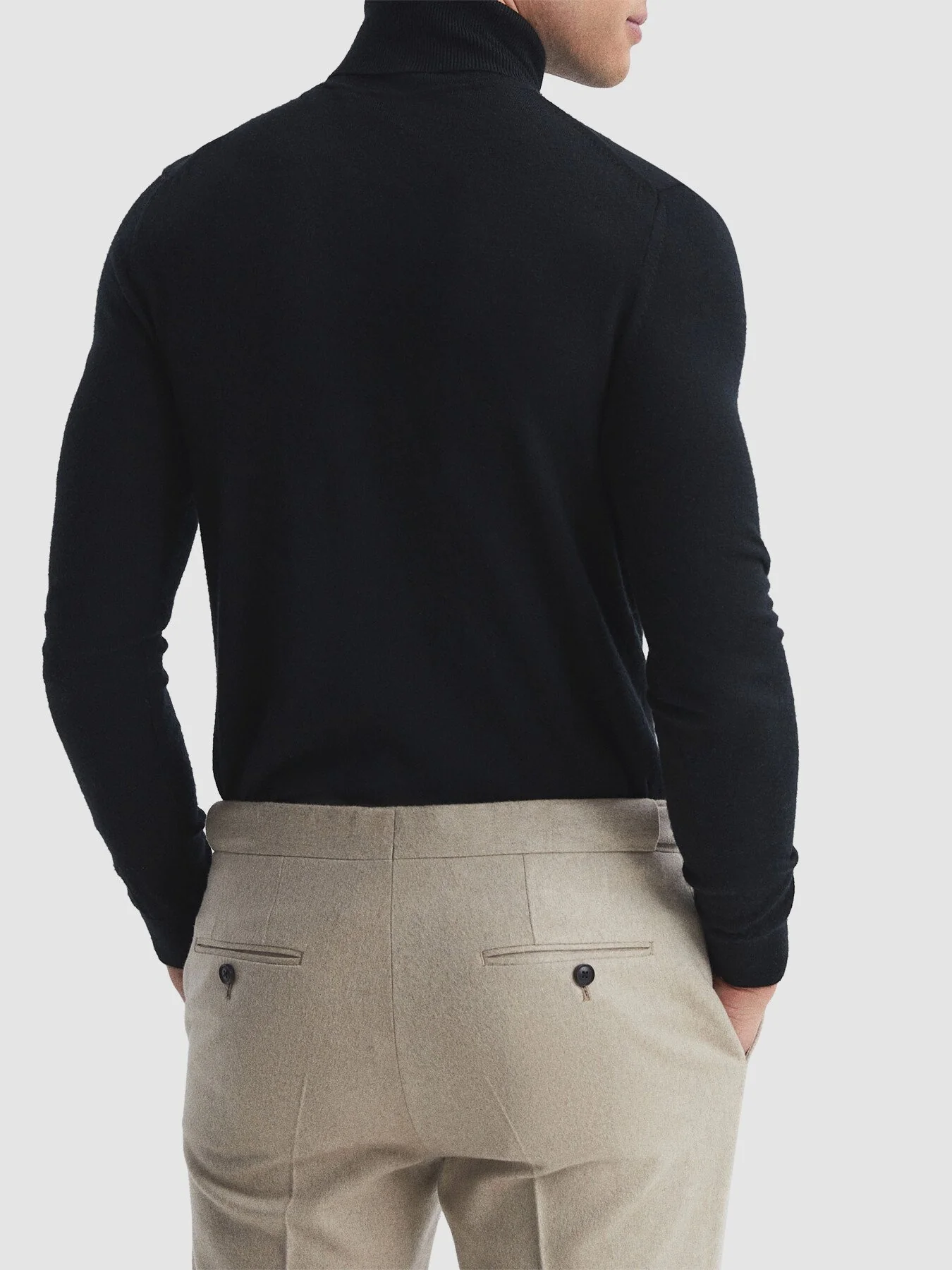 Caine Slim Fit Merino Wool Funnel Neck Jumper - Image 2