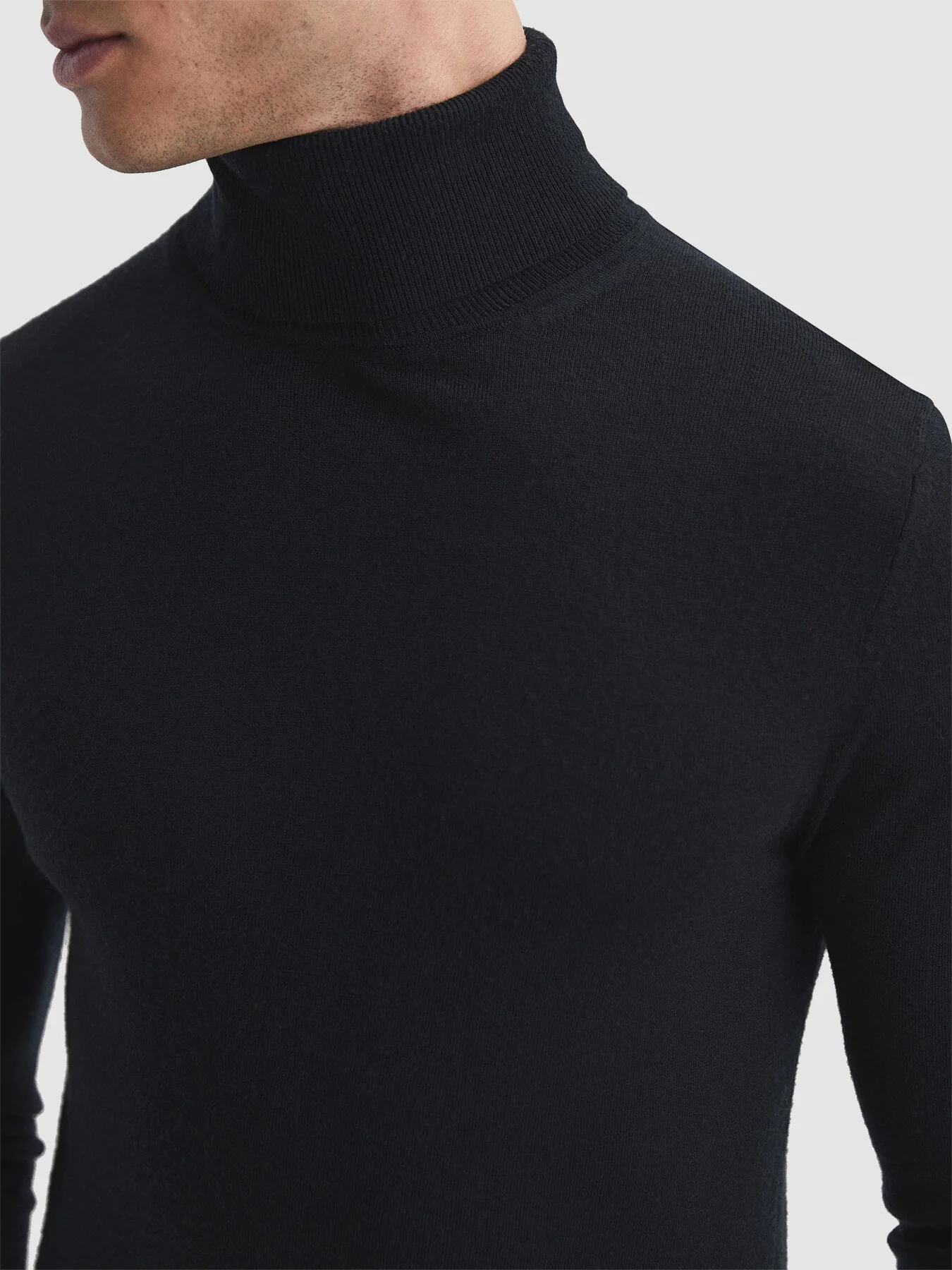 Caine Slim Fit Merino Wool Funnel Neck Jumper - Image 3