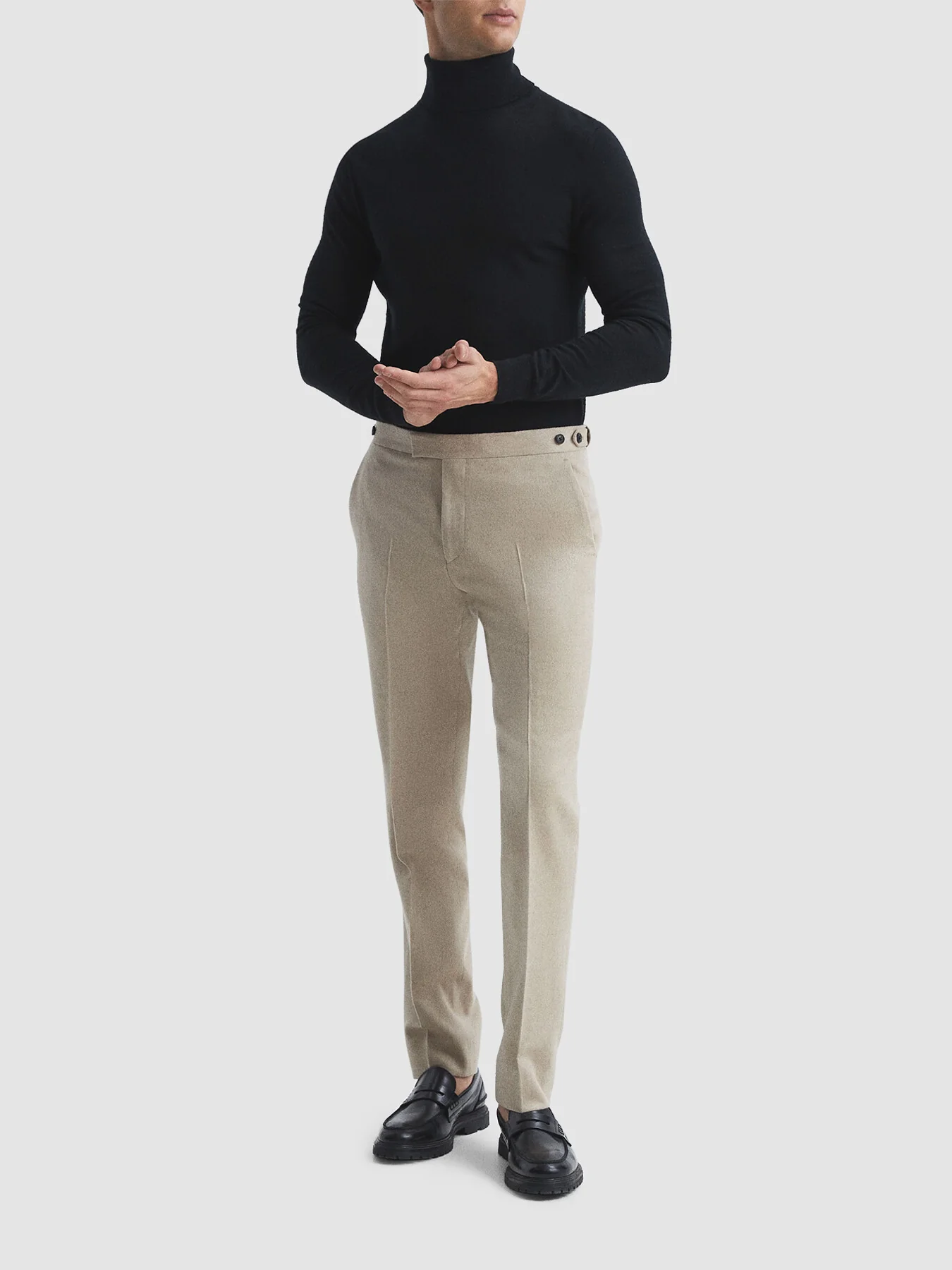 Caine Slim Fit Merino Wool Funnel Neck Jumper - Image 4