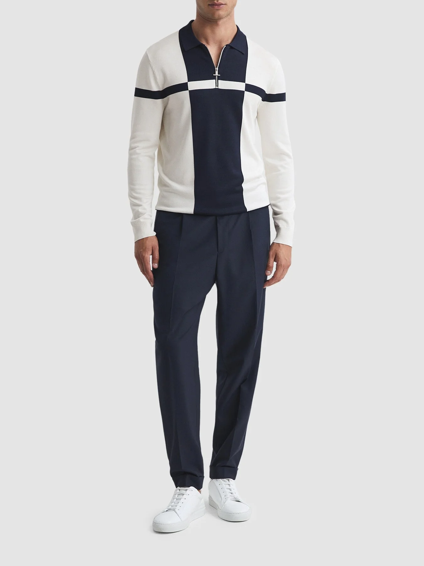 Langland Slim Fit Colourblock Half-Zip Neck Jumper - Image 4