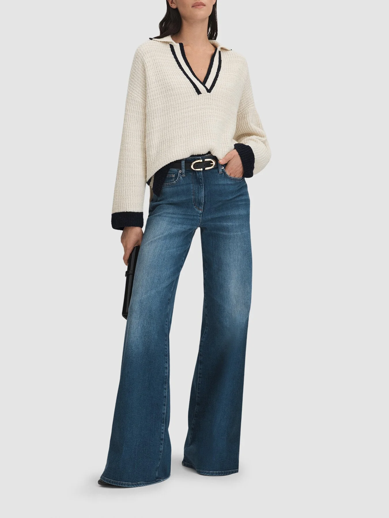 Michaela Wool Blend Open Collar Jumper - Image 4