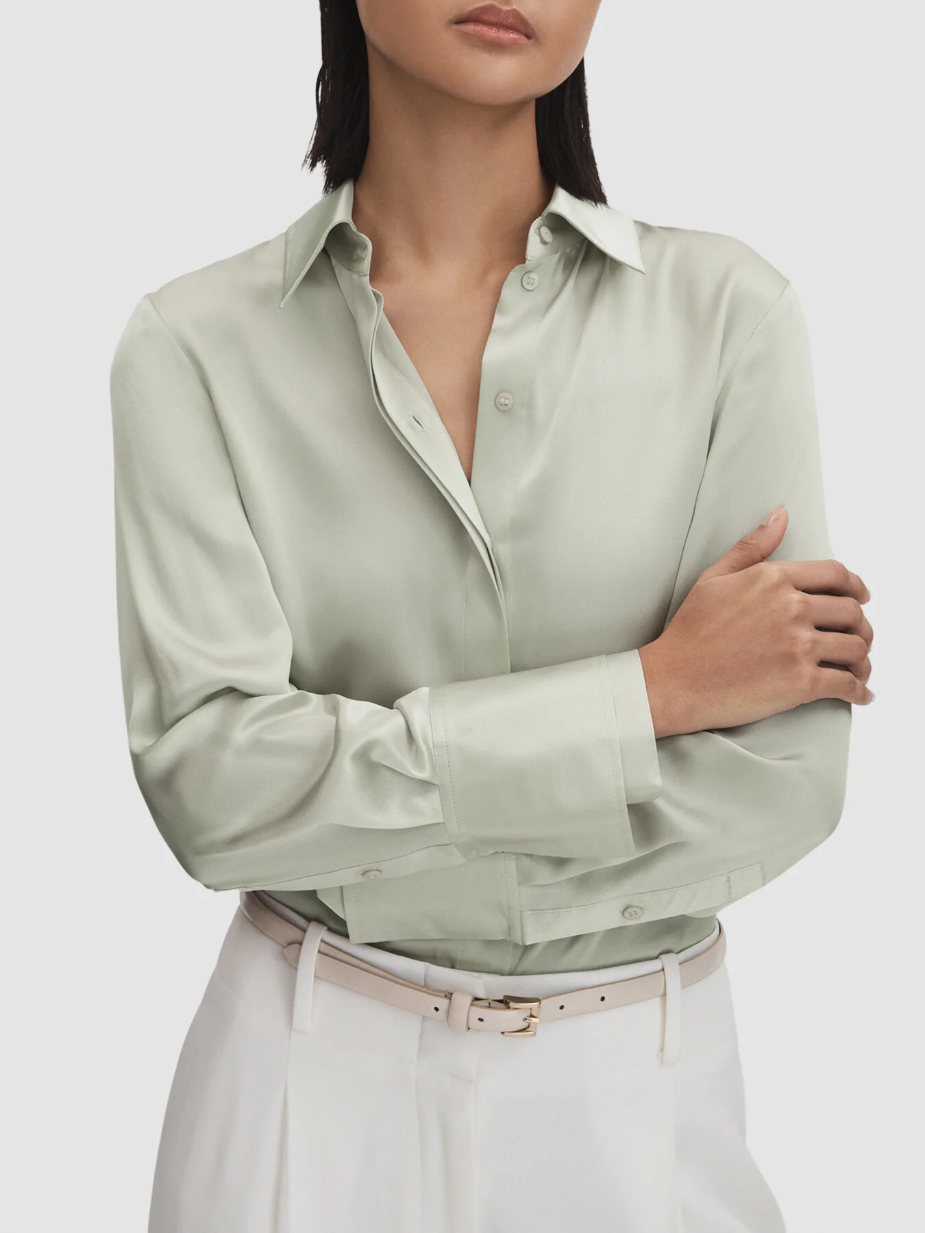 Irina Silk Button-Through Shirt - Image 2