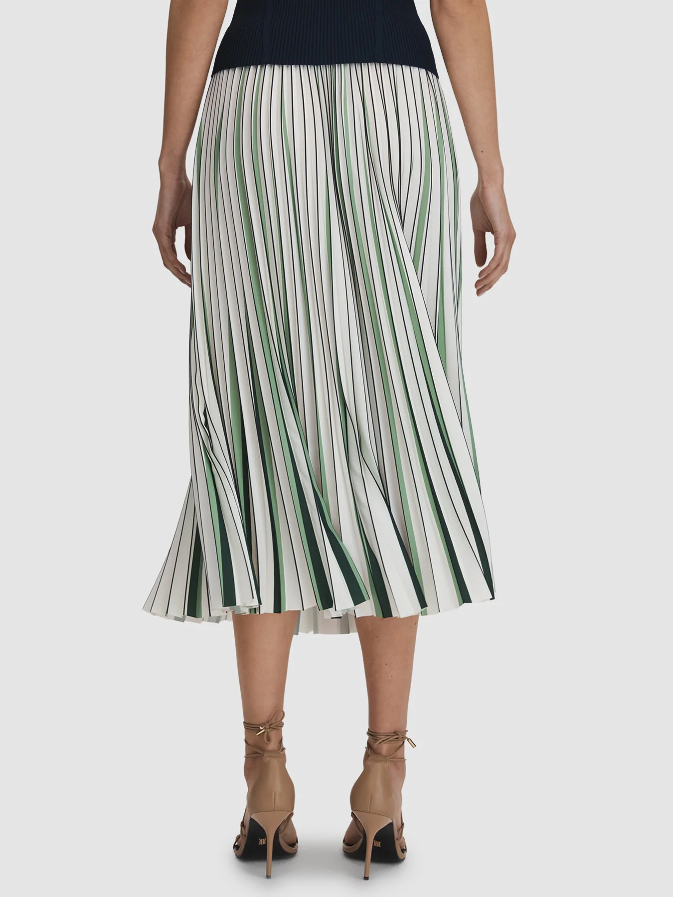 Saige Pleated Striped Midi Skirt - Image 3