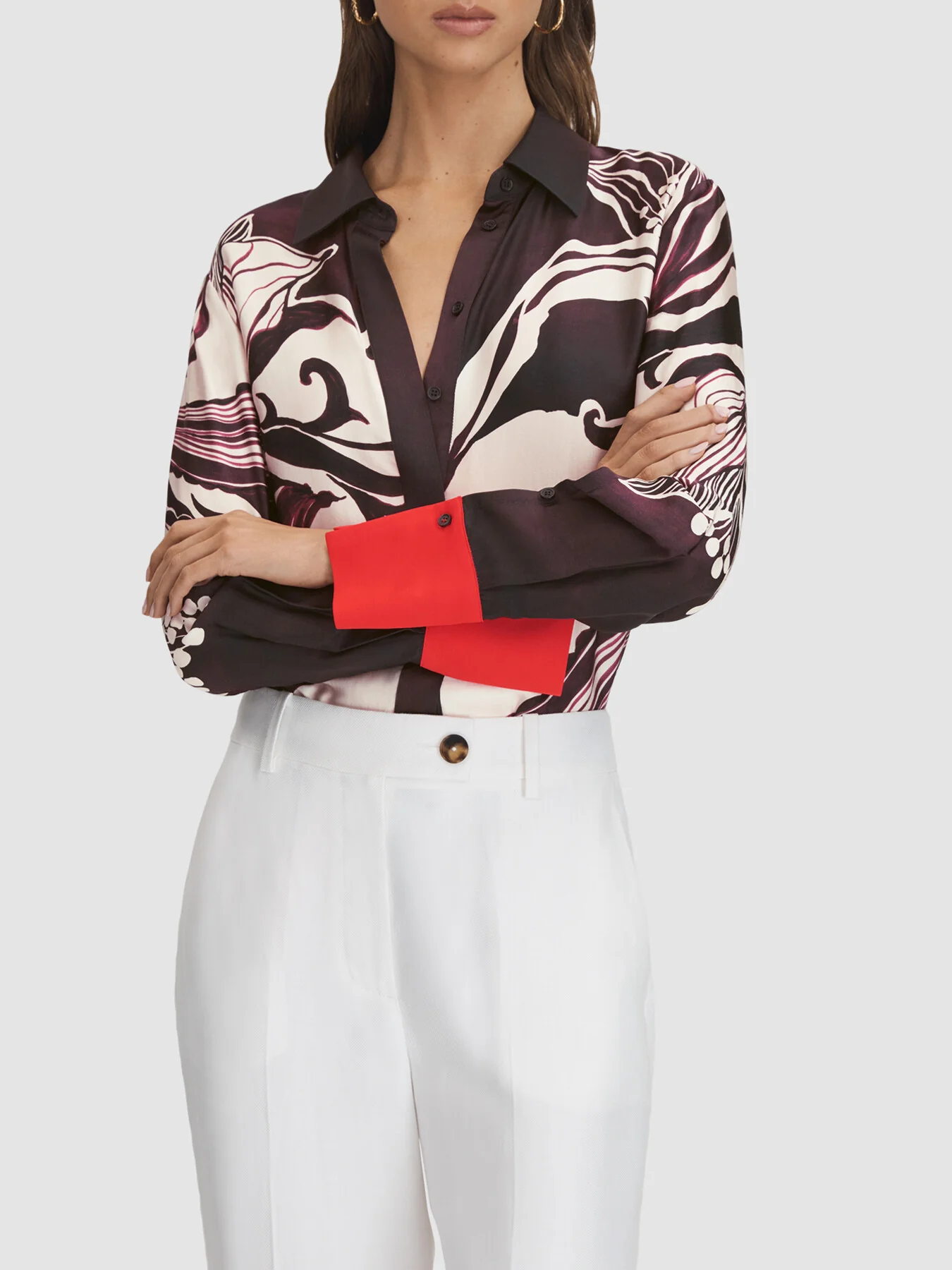 Kari Printed High-Low Button-Through Shirt - Image 2