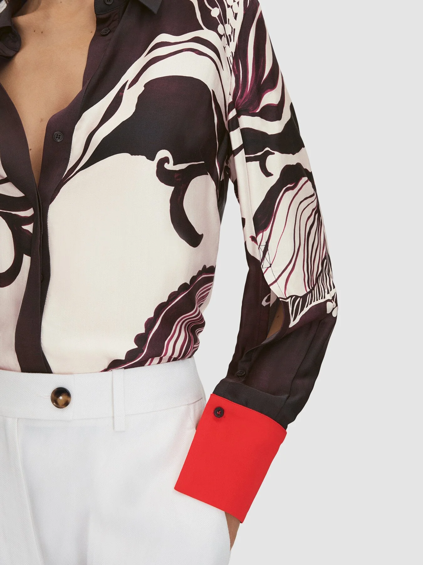 Kari Printed High-Low Button-Through Shirt - Image 4