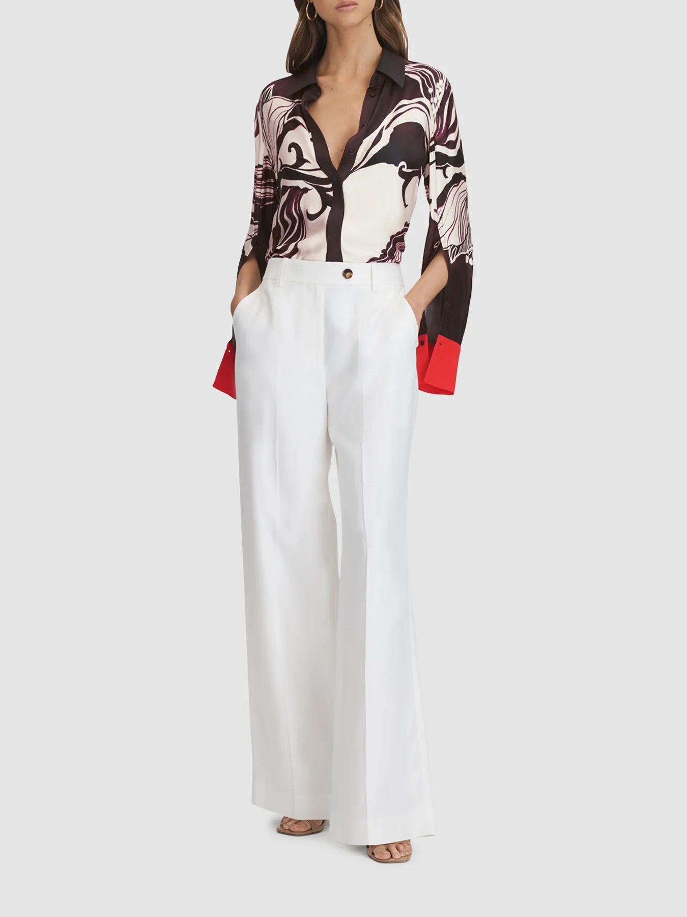 Kari Printed High-Low Button-Through Shirt - Image 5