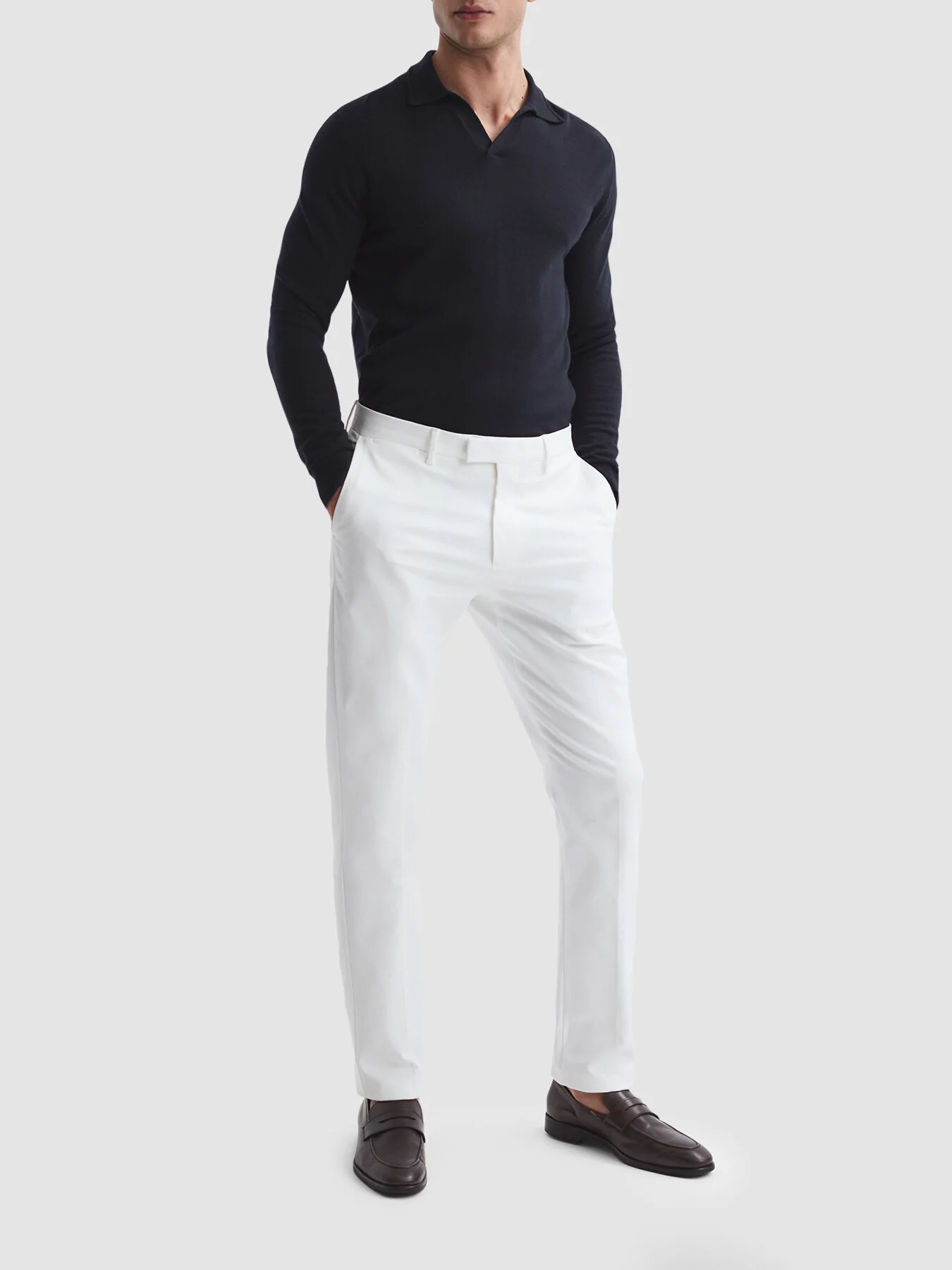 Milburn Merino Wool Open Collar Polo Shirt - Image 5