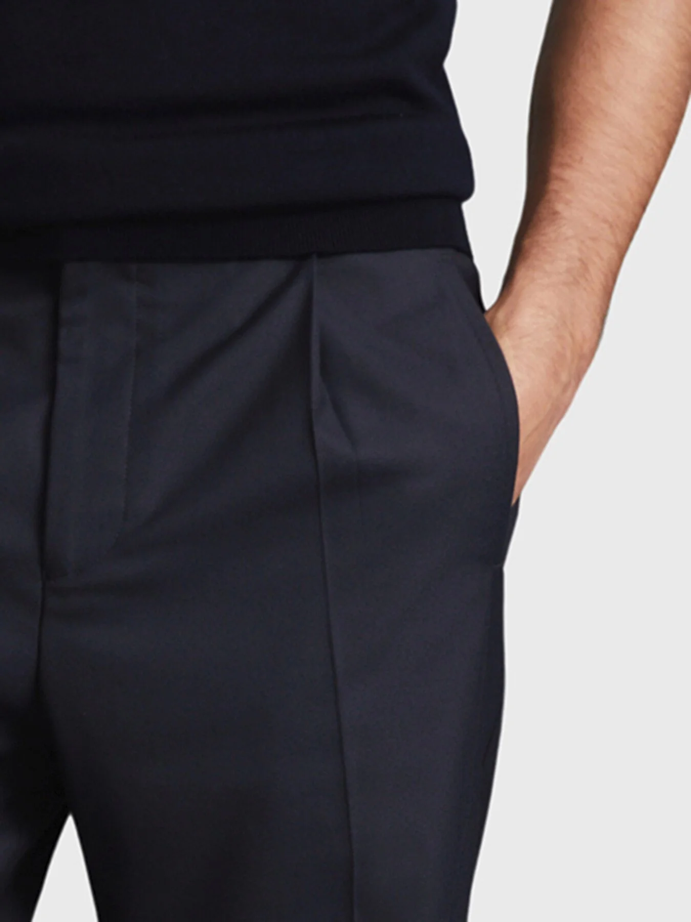 Navy BlueBrighton Relaxed Rolled Hem Trousers - Image 3