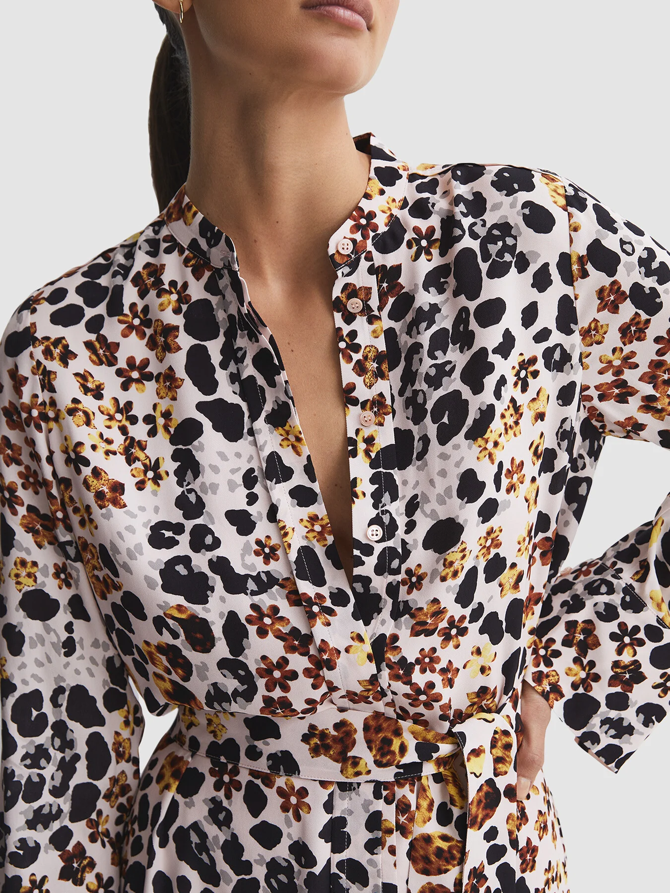 Sylvie Animal Print Asymmetric Belted Dress - Image 3