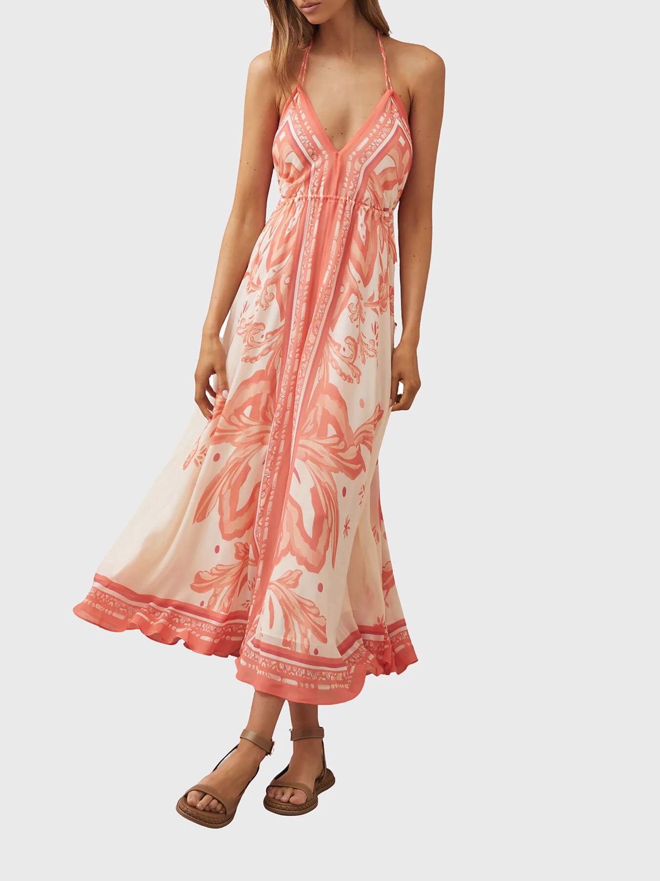 Delilah Printed Ruched Waist Midi Dress - Image 2