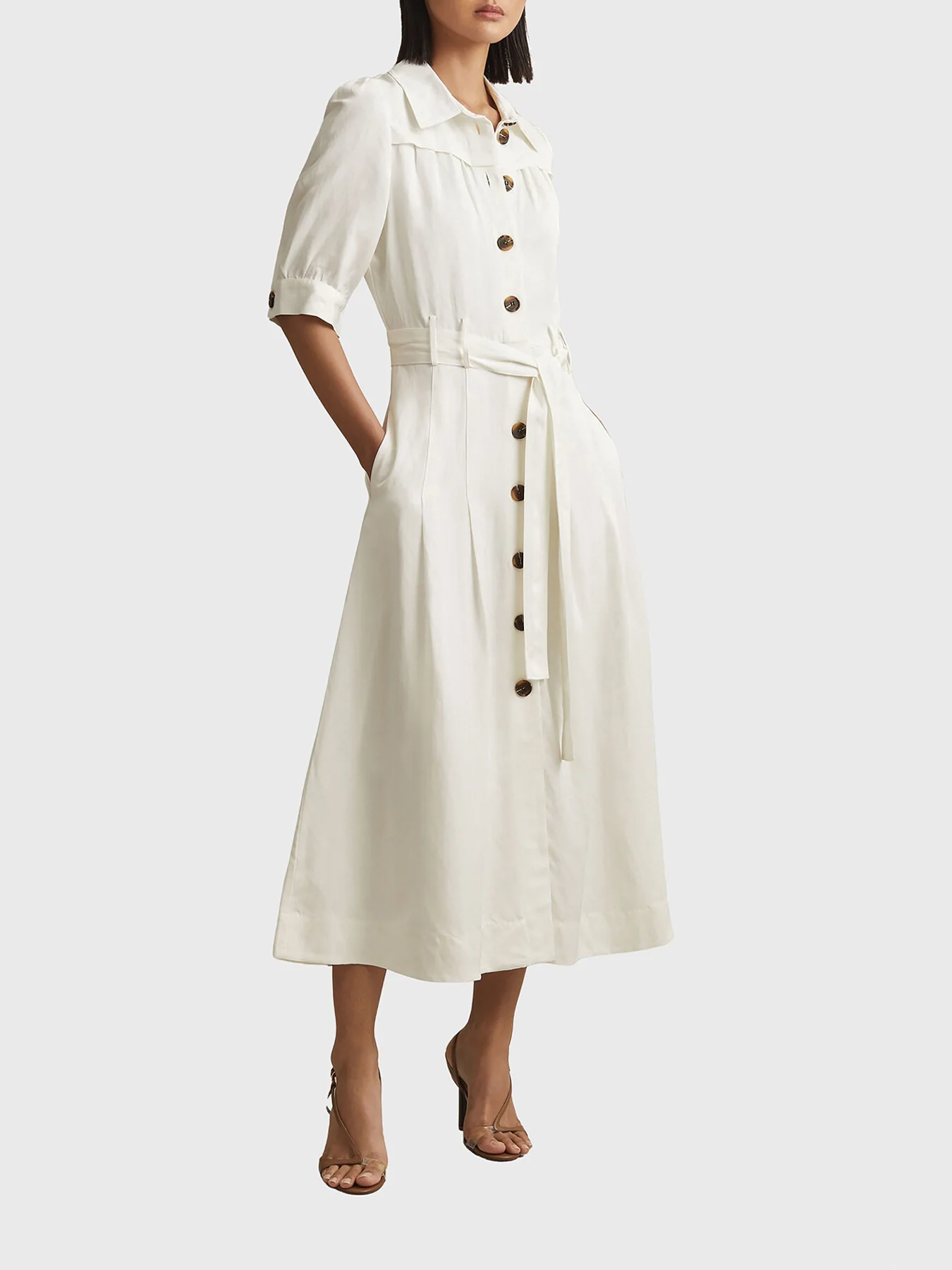 Malika Belted Cap Sleeve Midi Dress - Image 2