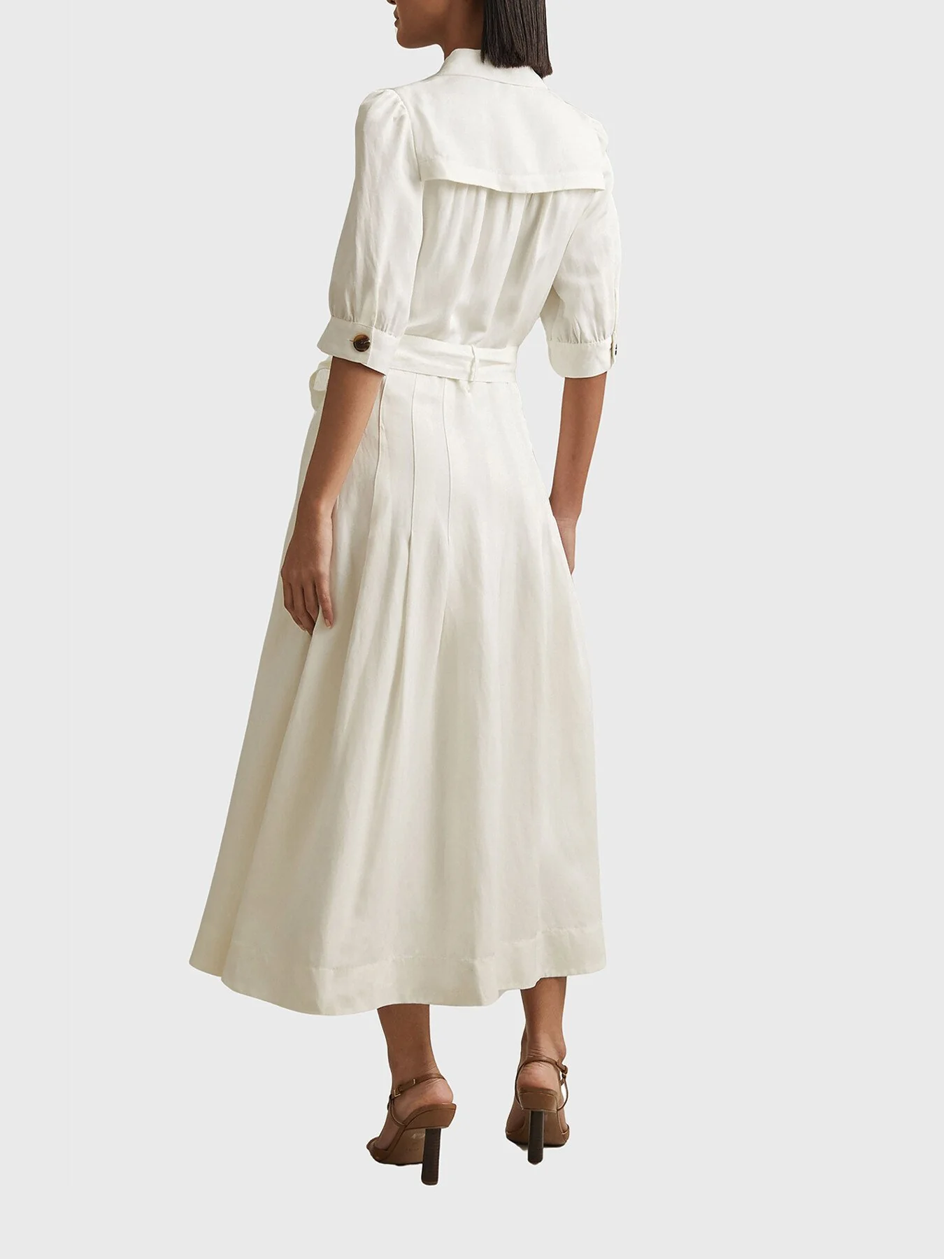 Malika Belted Cap Sleeve Midi Dress - Image 4