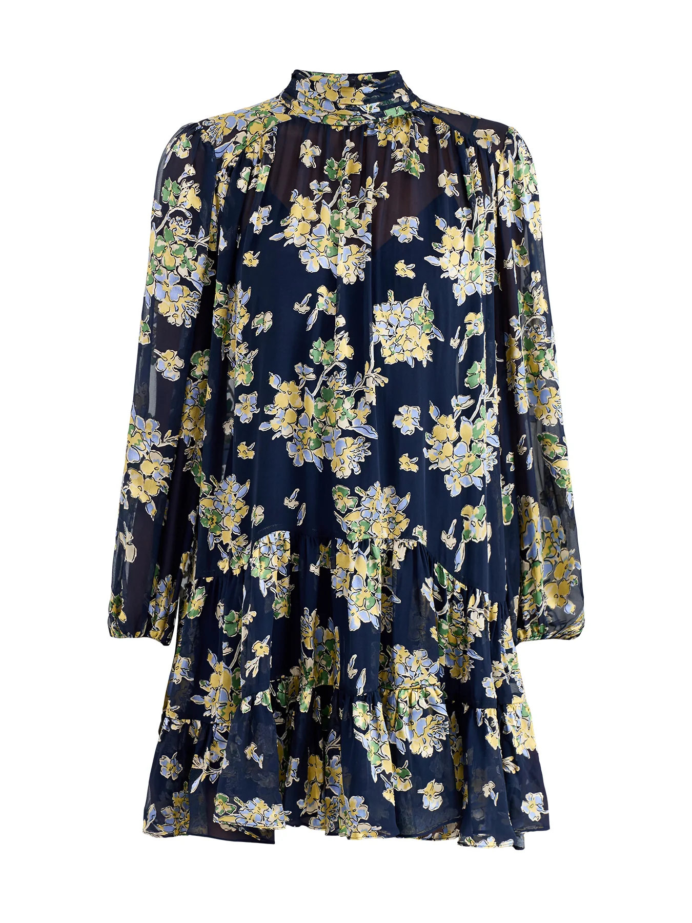 Anaya Dress Bouquet Devoré Navy