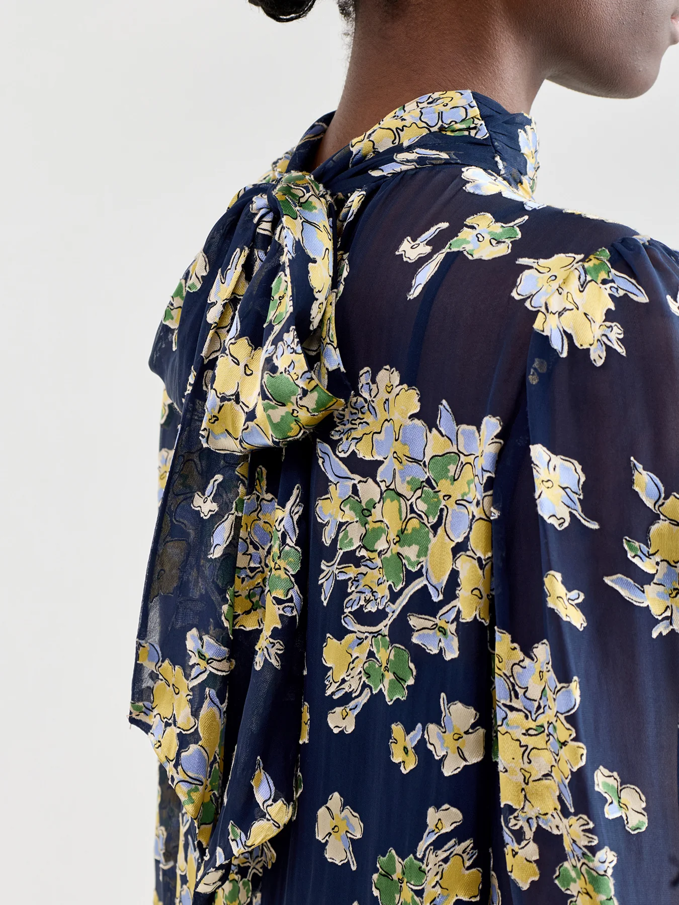 Anaya Dress Bouquet Devoré Navy - Image 4