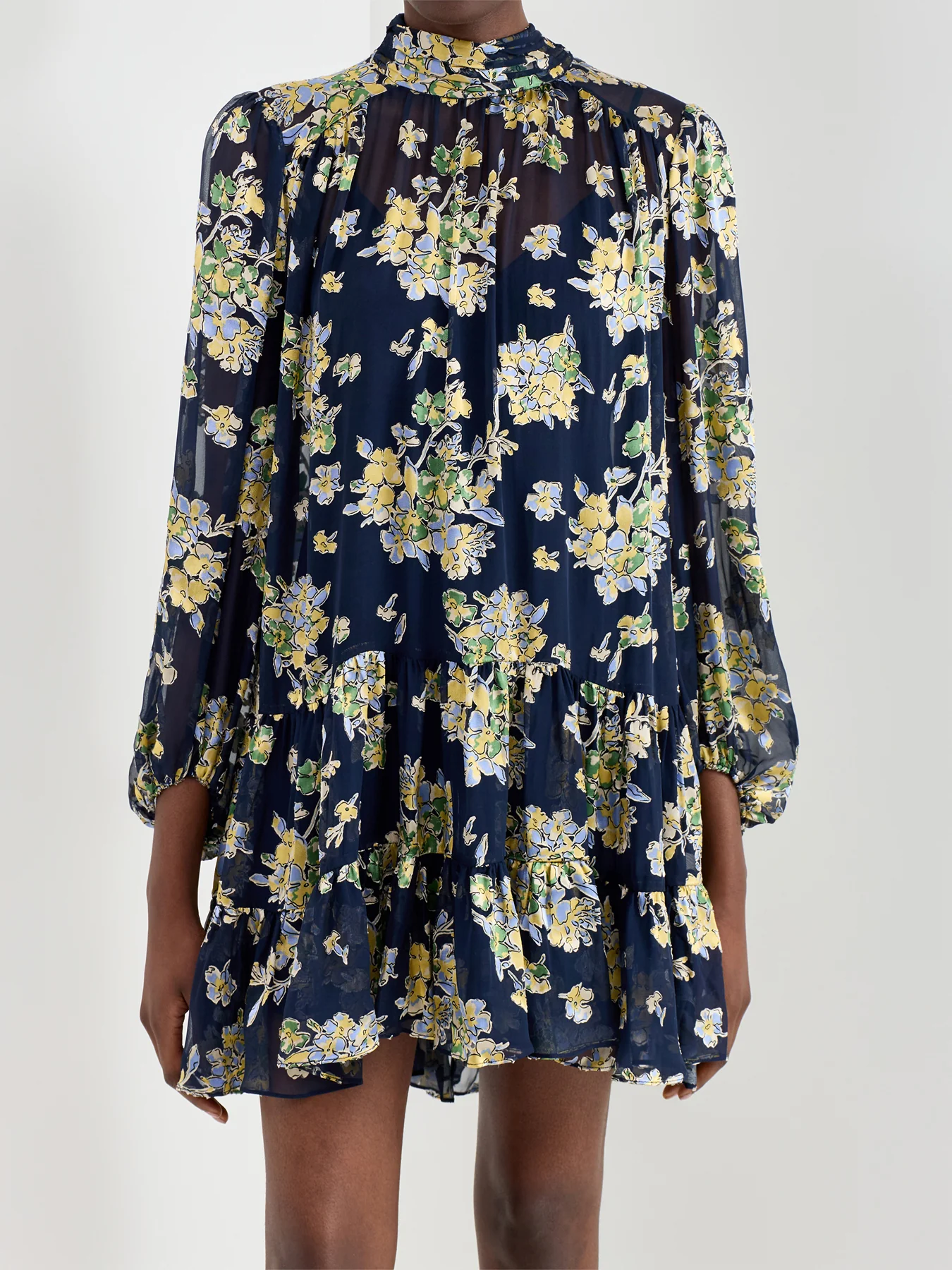 Anaya Dress Bouquet Devoré Navy - Image 5