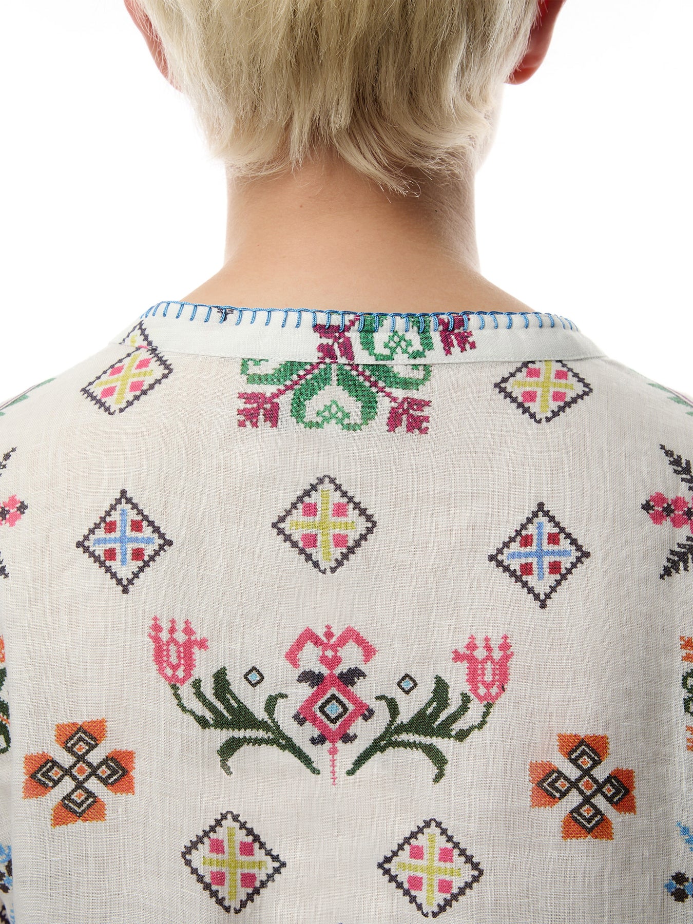 Cross Stitch Print Linen Jacket - Image 3