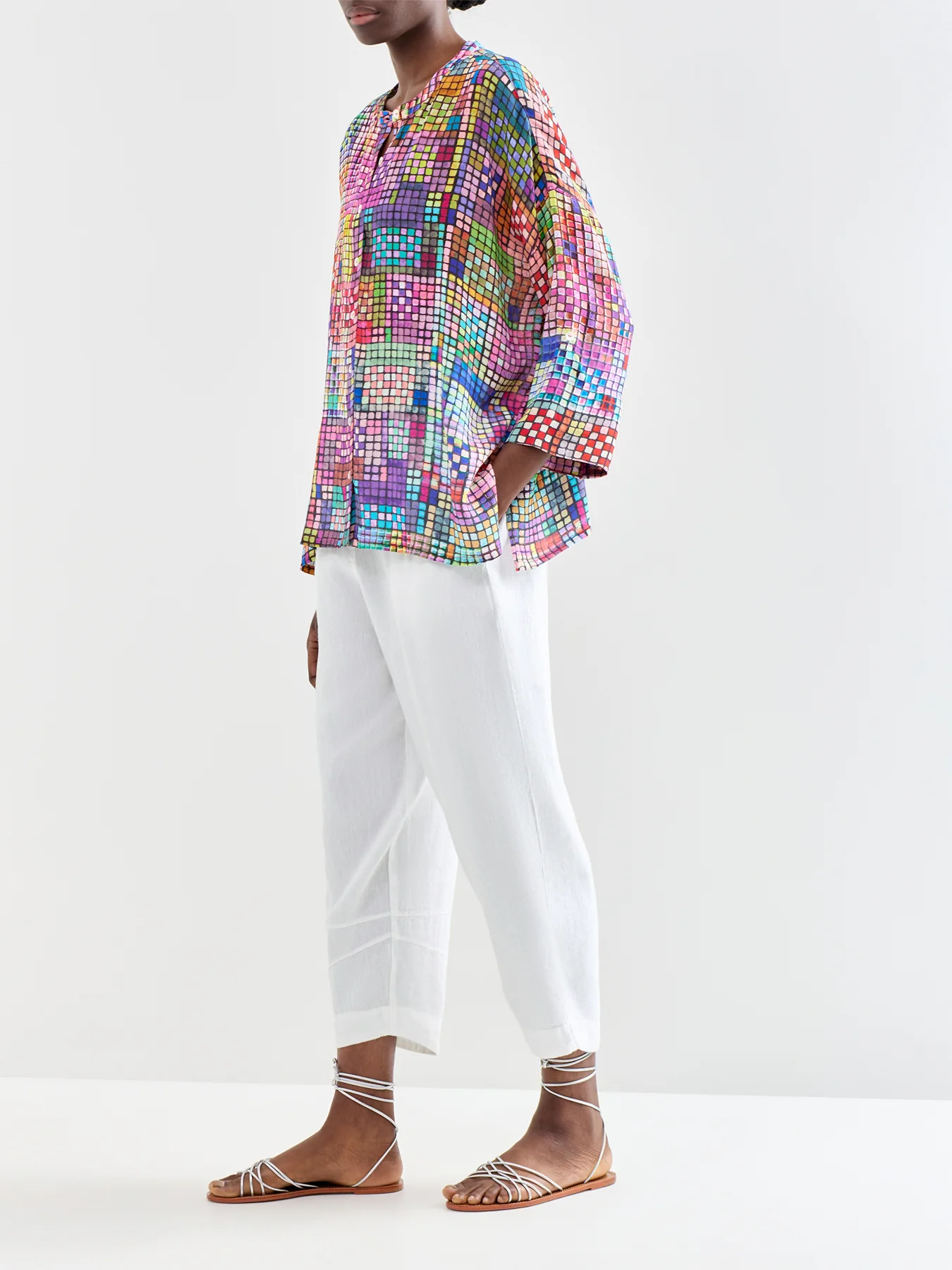 Heavy Twisted Linen Bubble Trousers White - Image 2