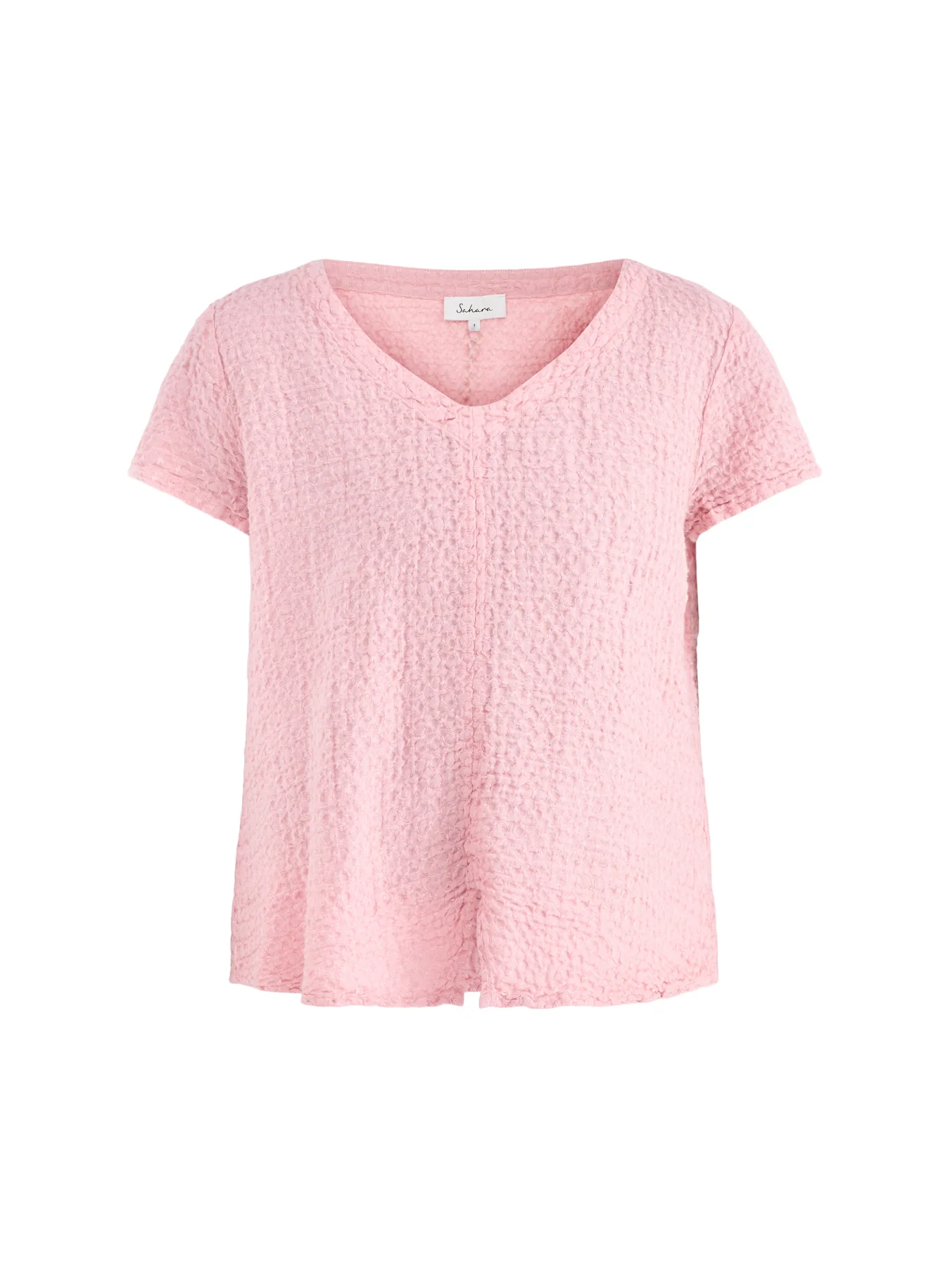 Waffle Linen V-Neck Top Pink