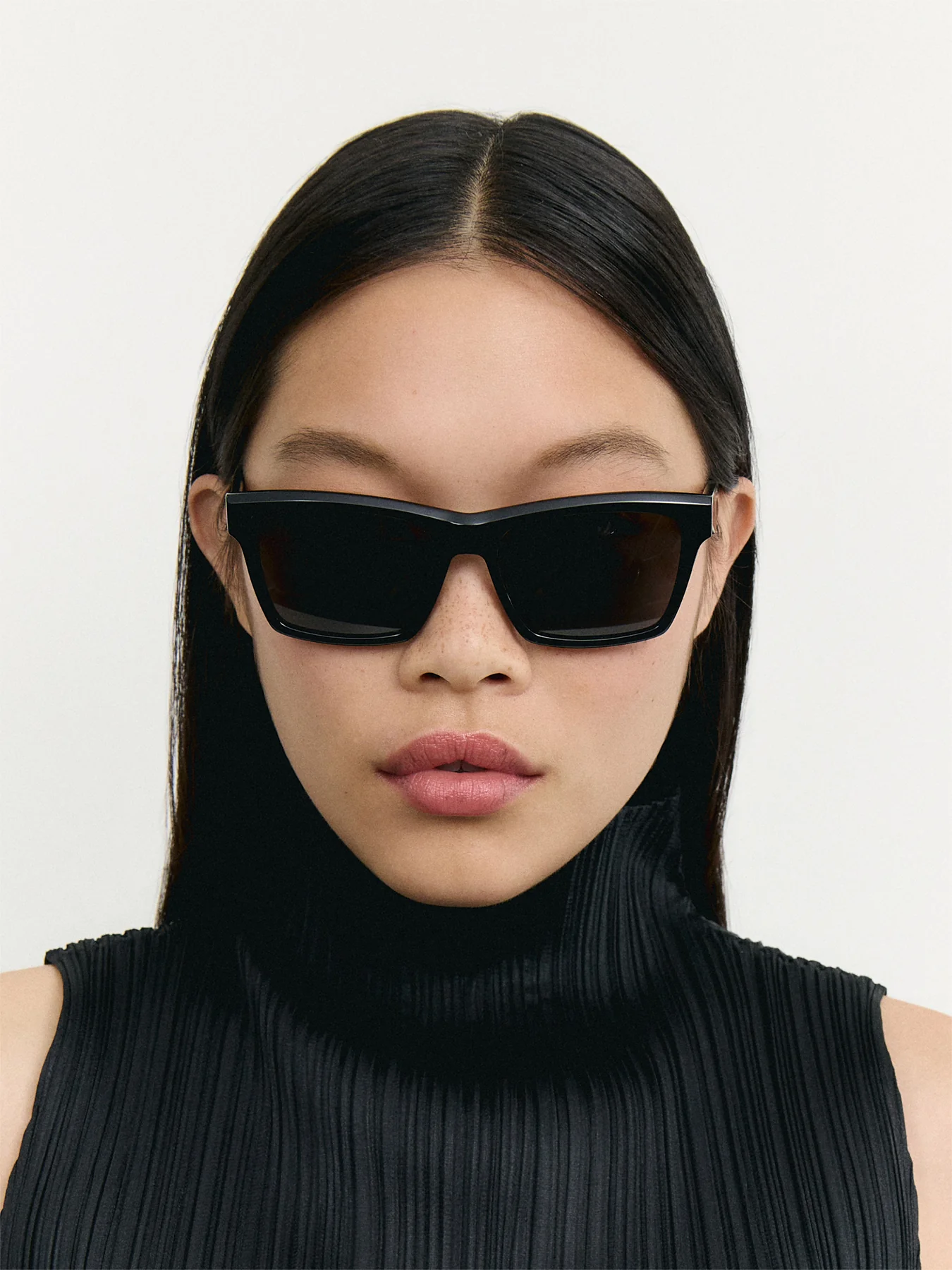 SLM104 Square Black Acetate Sunglasses - Image 2