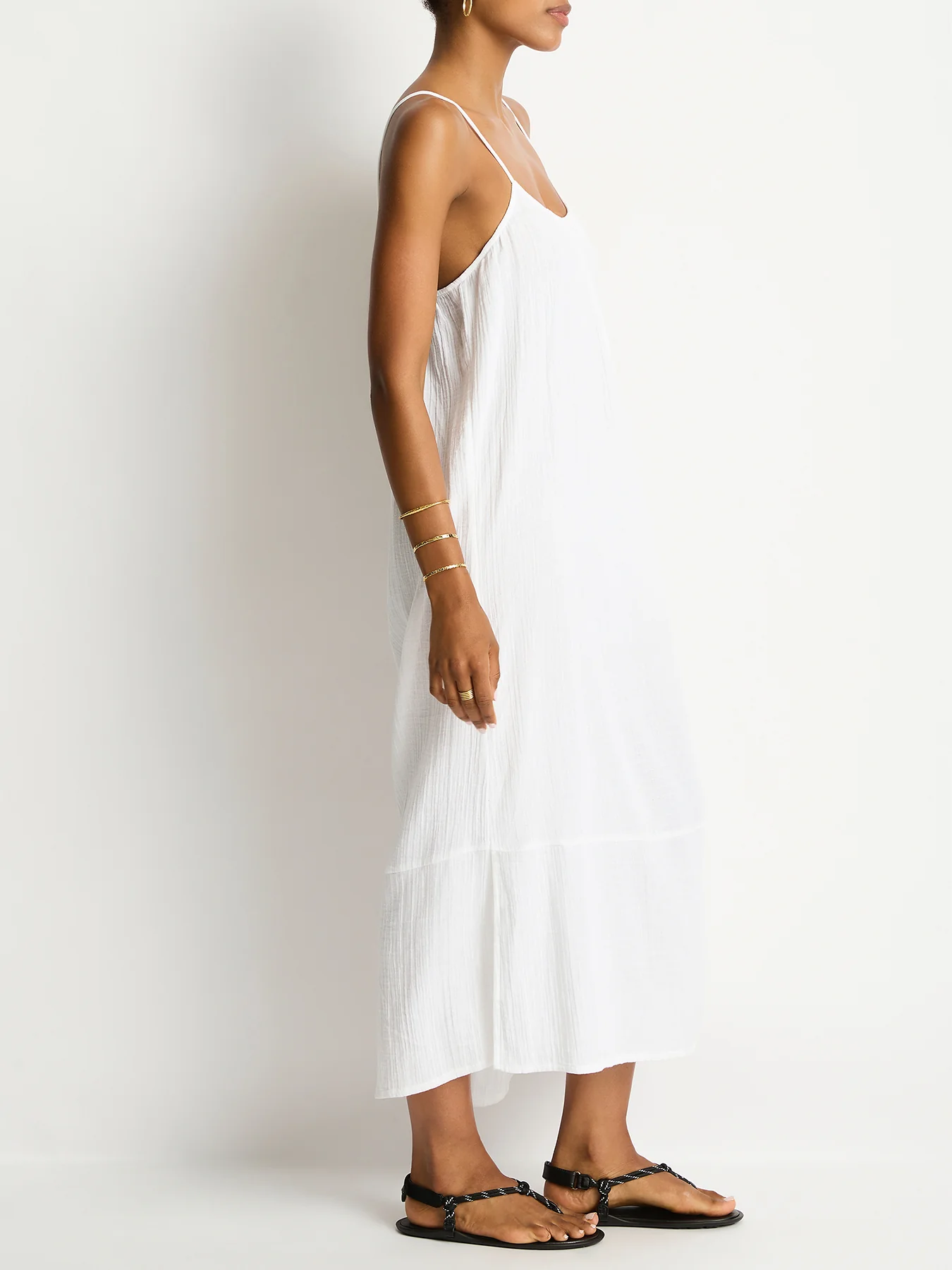 Sunset Tie Back Smock Dress White - Image 3