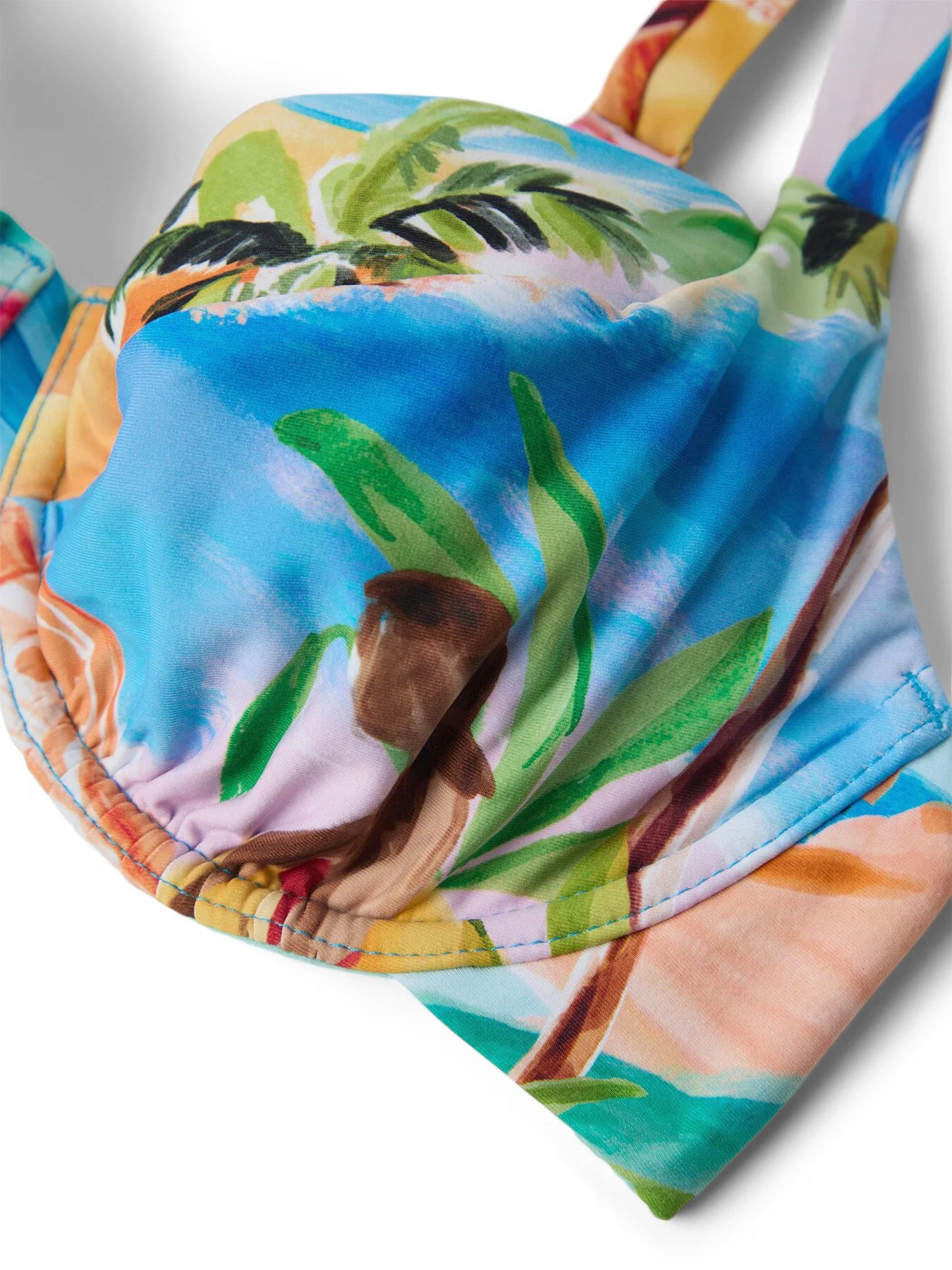 DD Cup Underwire Bra Blue Print Bikini Top - Image 2