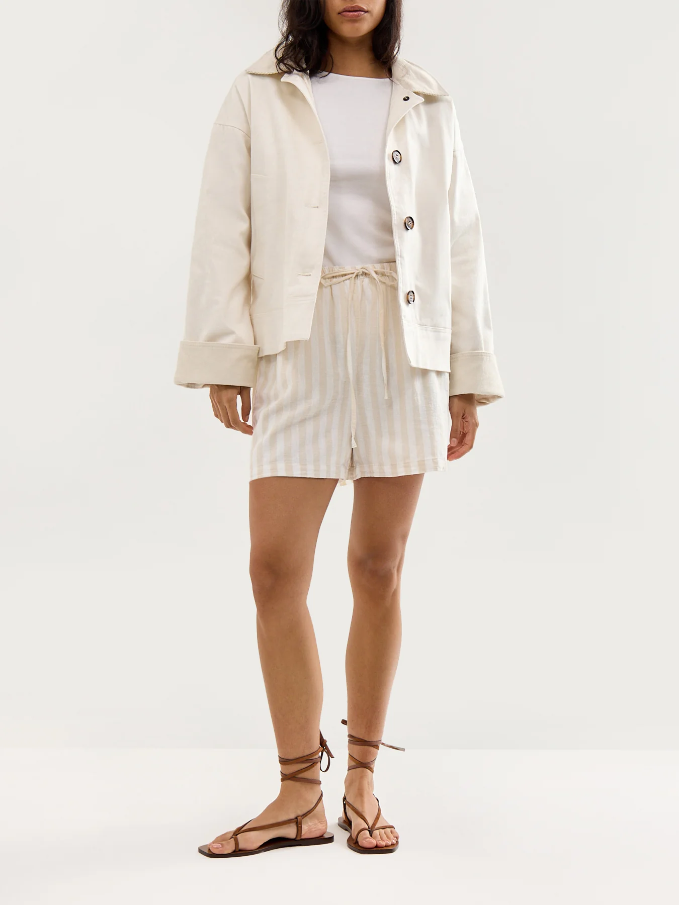 Linen Blend Striped Shorts - Image 2