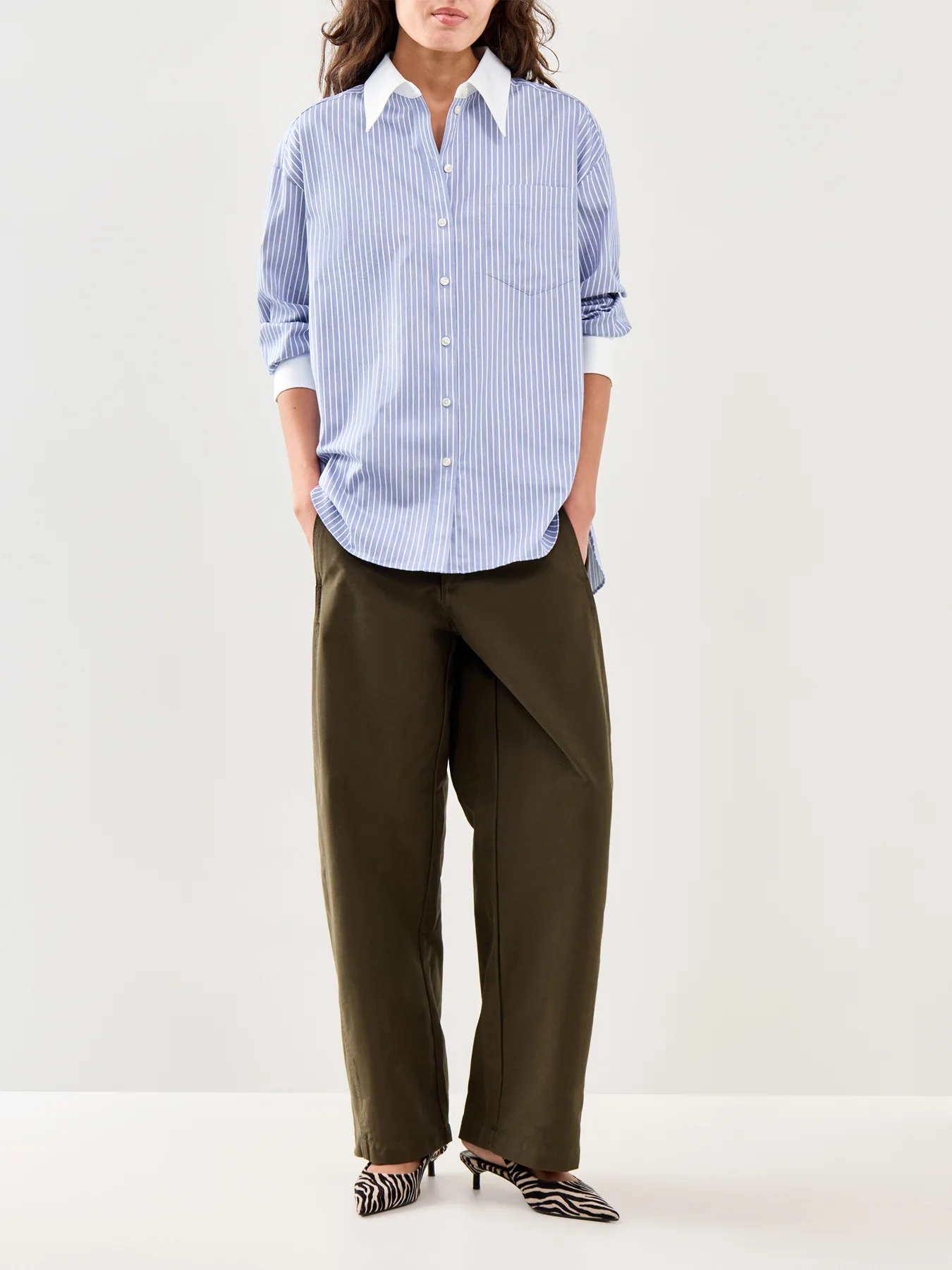 Romie Oversized Long Sleeve Shirt Blue