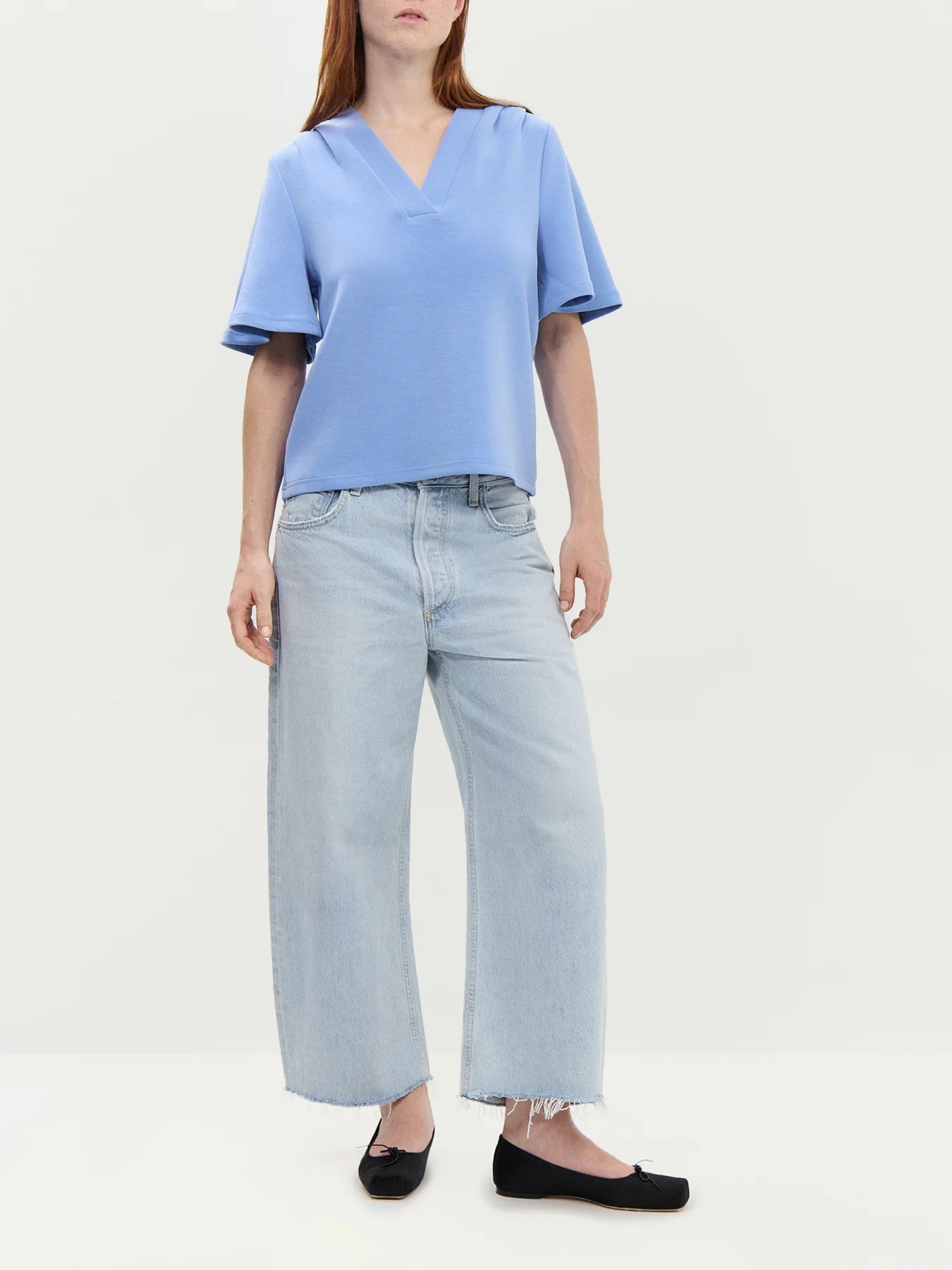 V-neck Cornflower Blue Top - Image 2