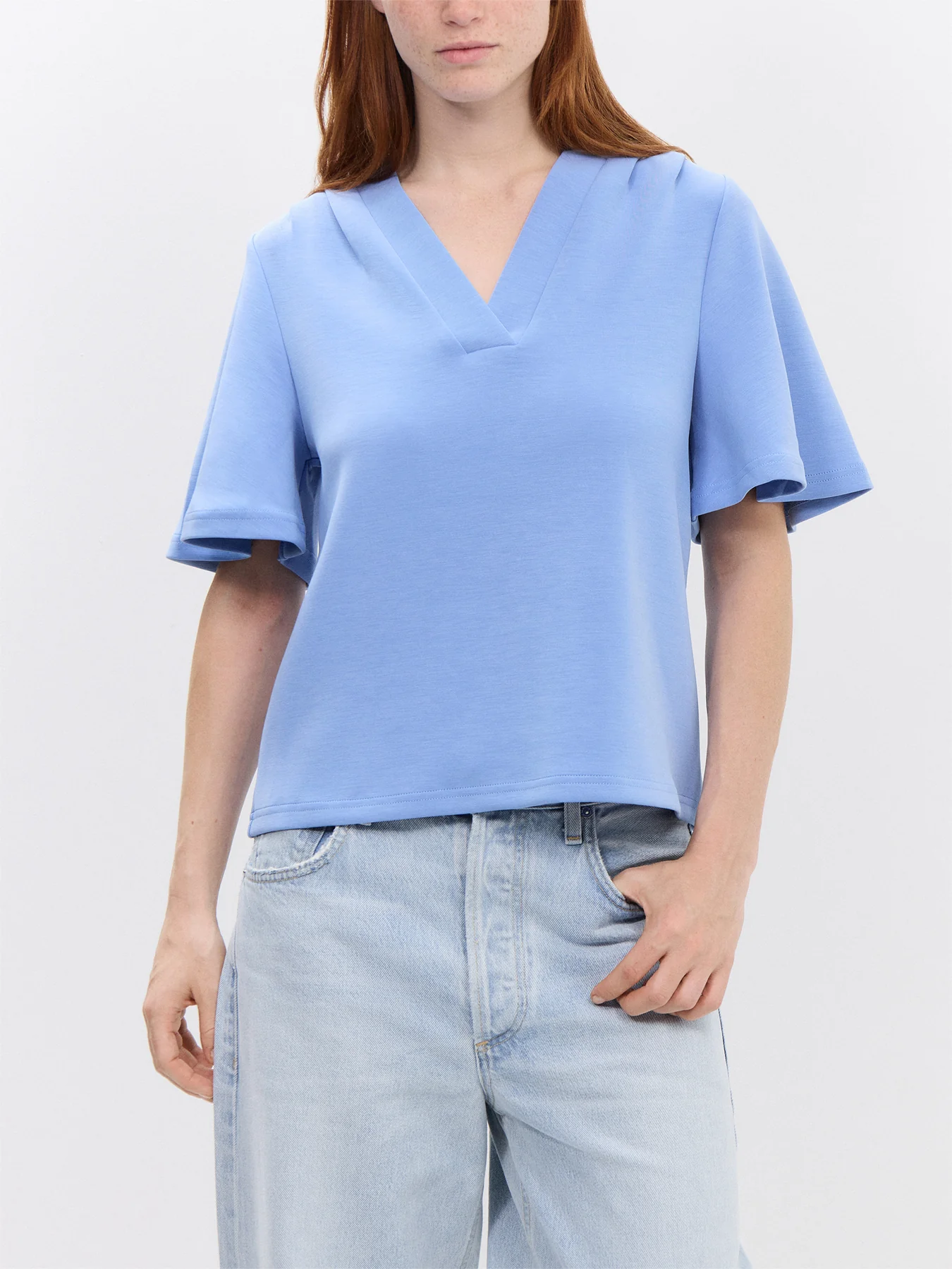 V-neck Cornflower Blue Top - Image 4