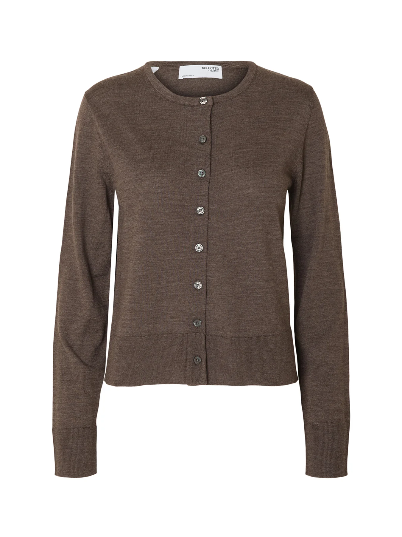 Thea Long Sleeve Merino Knit Cardigan Brown