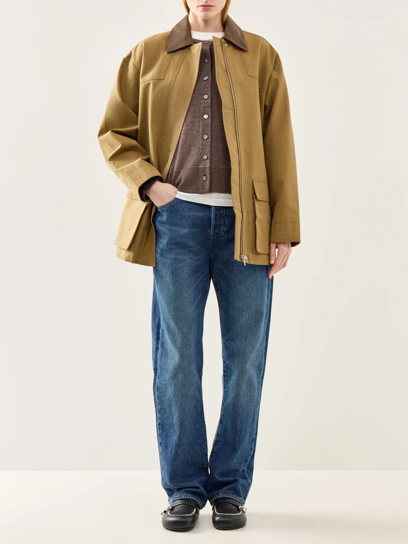 Thea Long Sleeve Merino Knit Cardigan Brown - Image 2