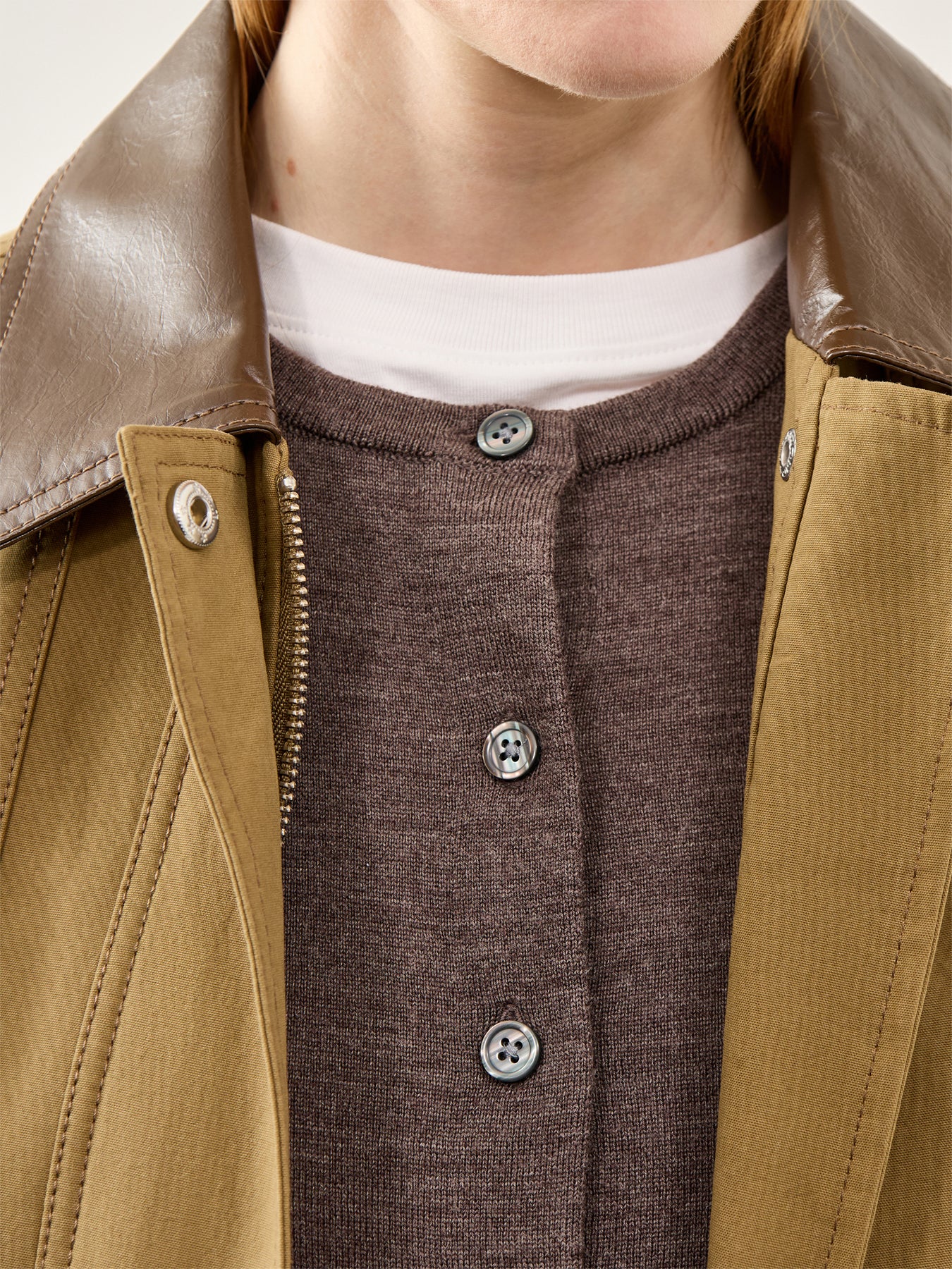 Thea Long Sleeve Merino Knit Cardigan Brown - Image 3