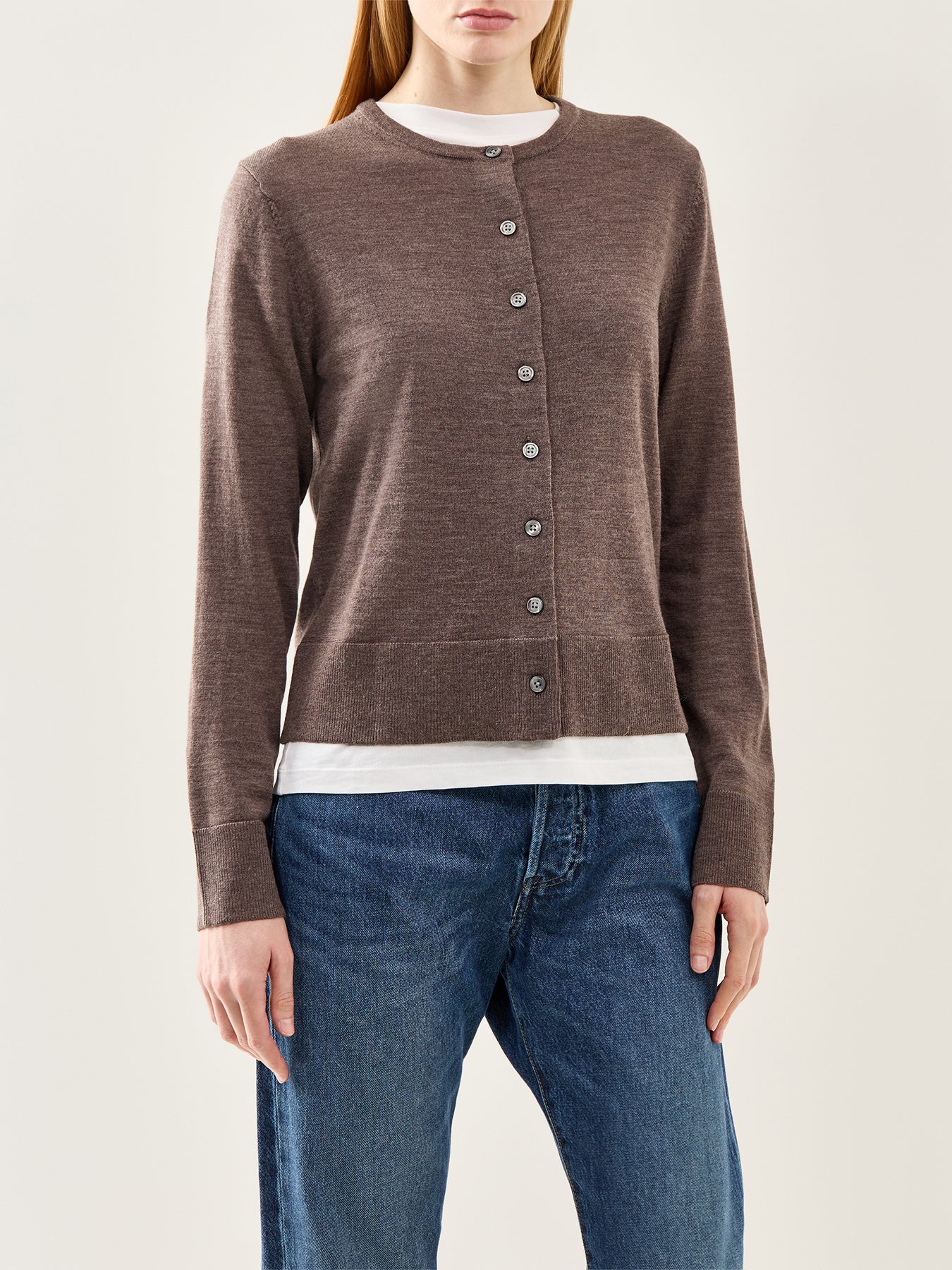 Thea Long Sleeve Merino Knit Cardigan Brown - Image 4
