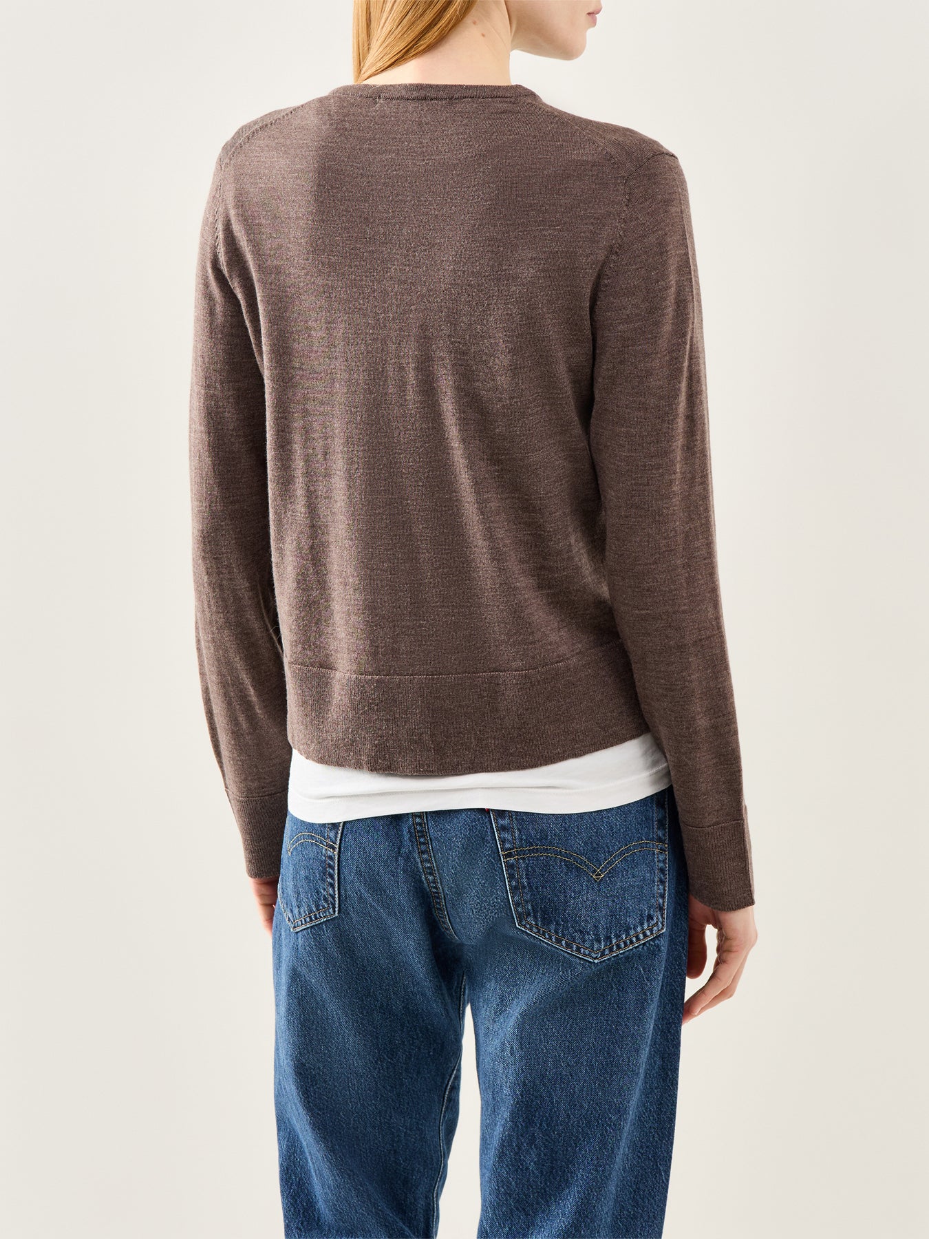 Thea Long Sleeve Merino Knit Cardigan Brown - Image 5
