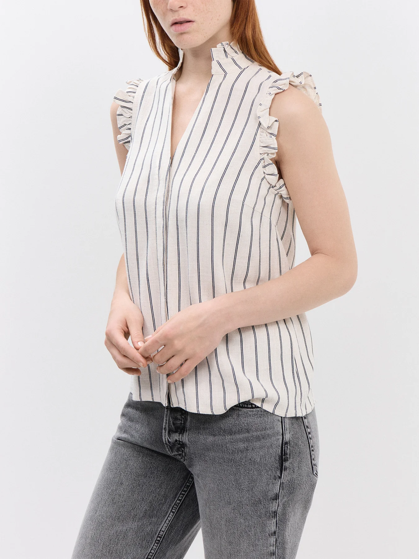 Ruffle Striped Sun Top Sandshell - Image 3